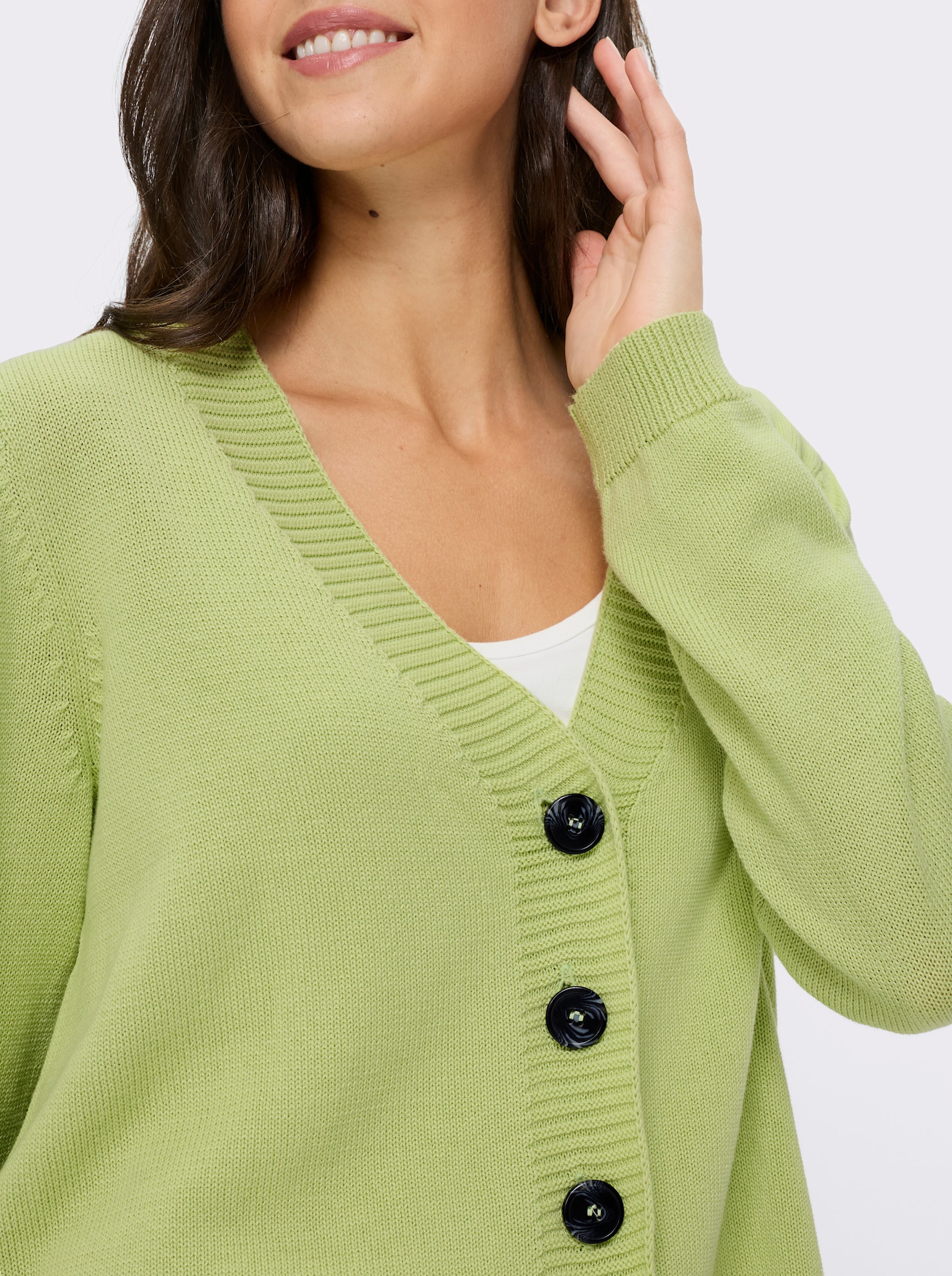 heine Strickjacke hinten länger geschnitten - pistazie