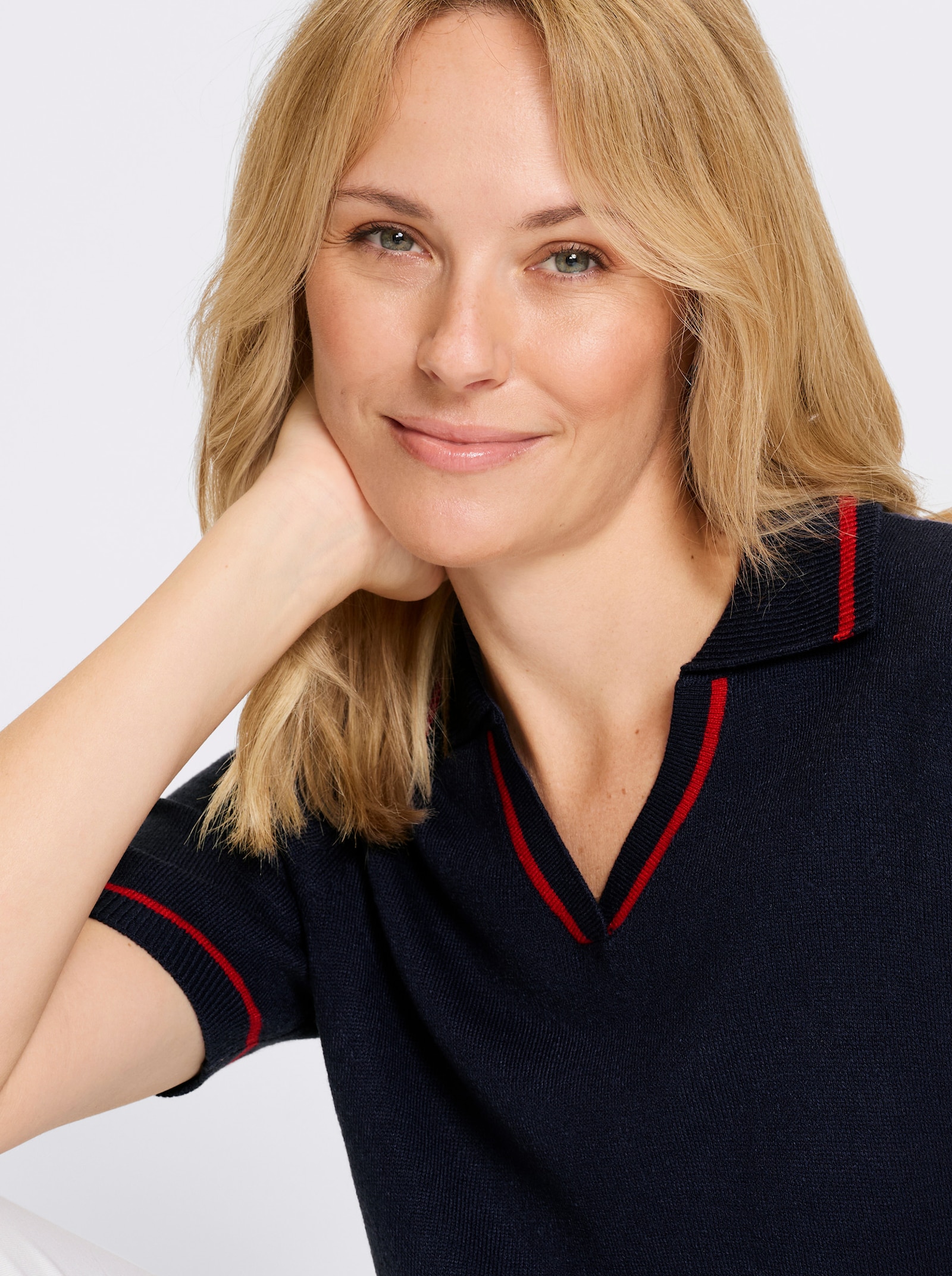 Polopullover mit Kontrast-Akzenten - marine