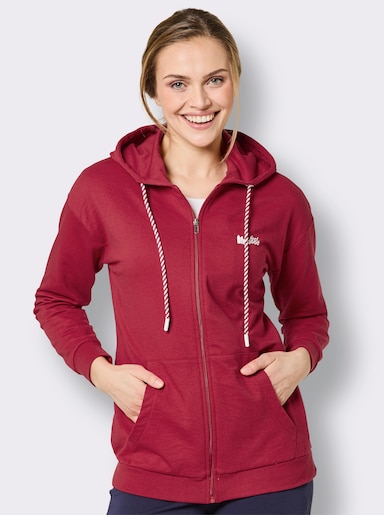 feel good Sweatjacke mit Reißverschluss - kirsche-weiß