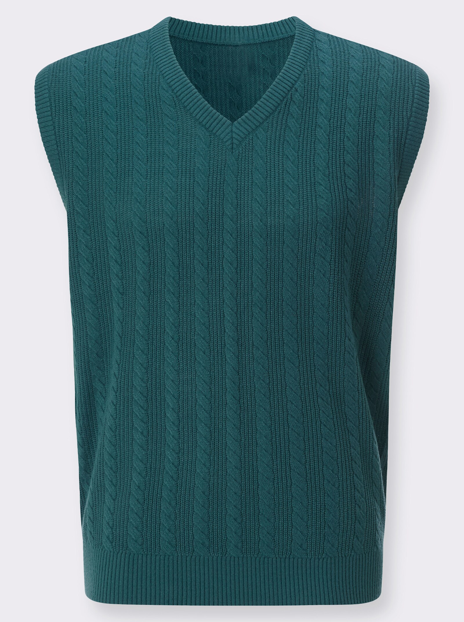 Pullunder mit Zopf- und Strickmuster - petrol