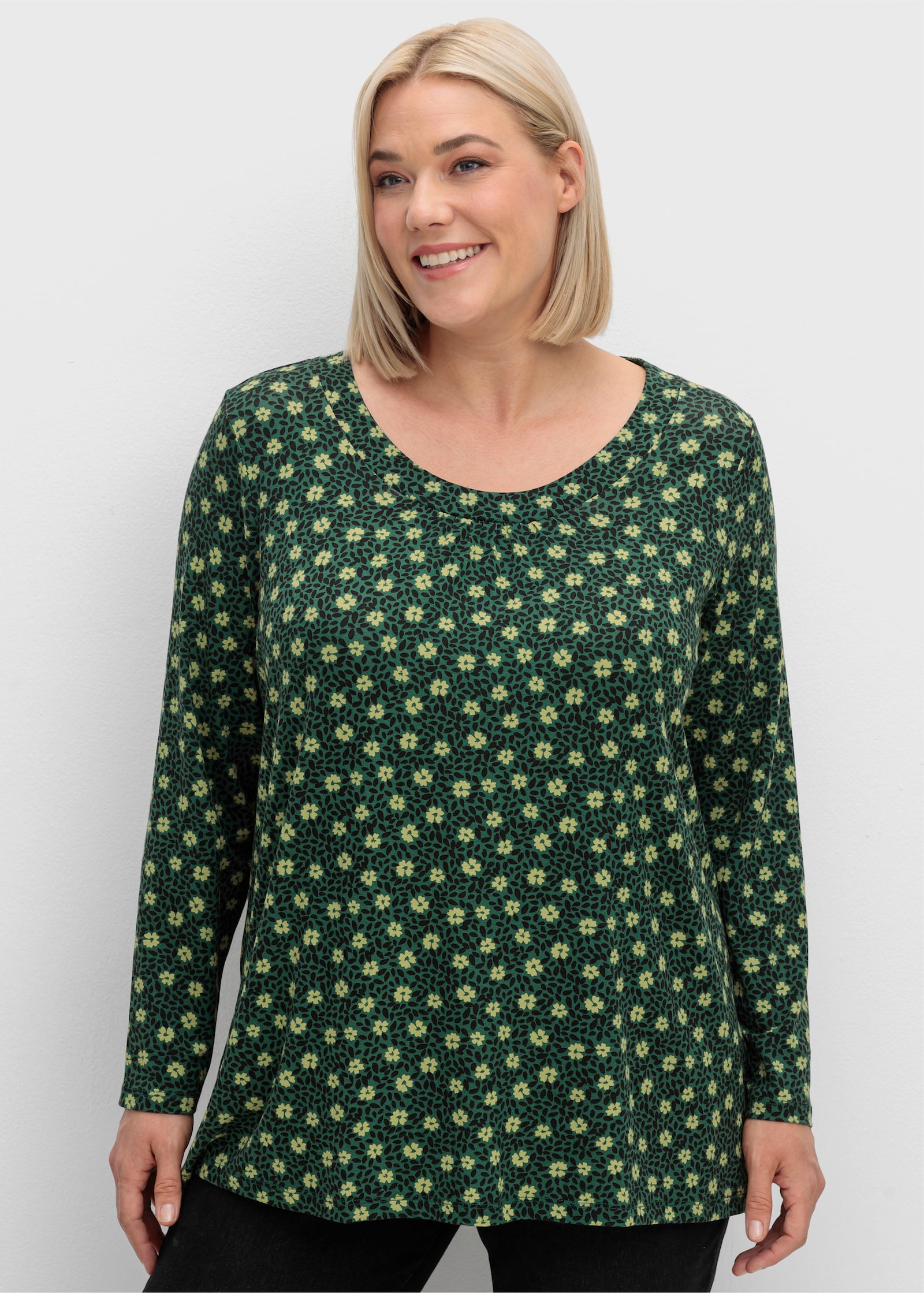 Tunikashirt in A-Form - moos-schilf-bedruckt