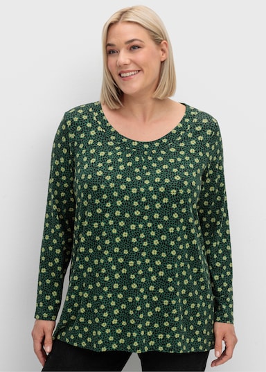 Tunikashirt in A-Form - moos-schilf-bedruckt