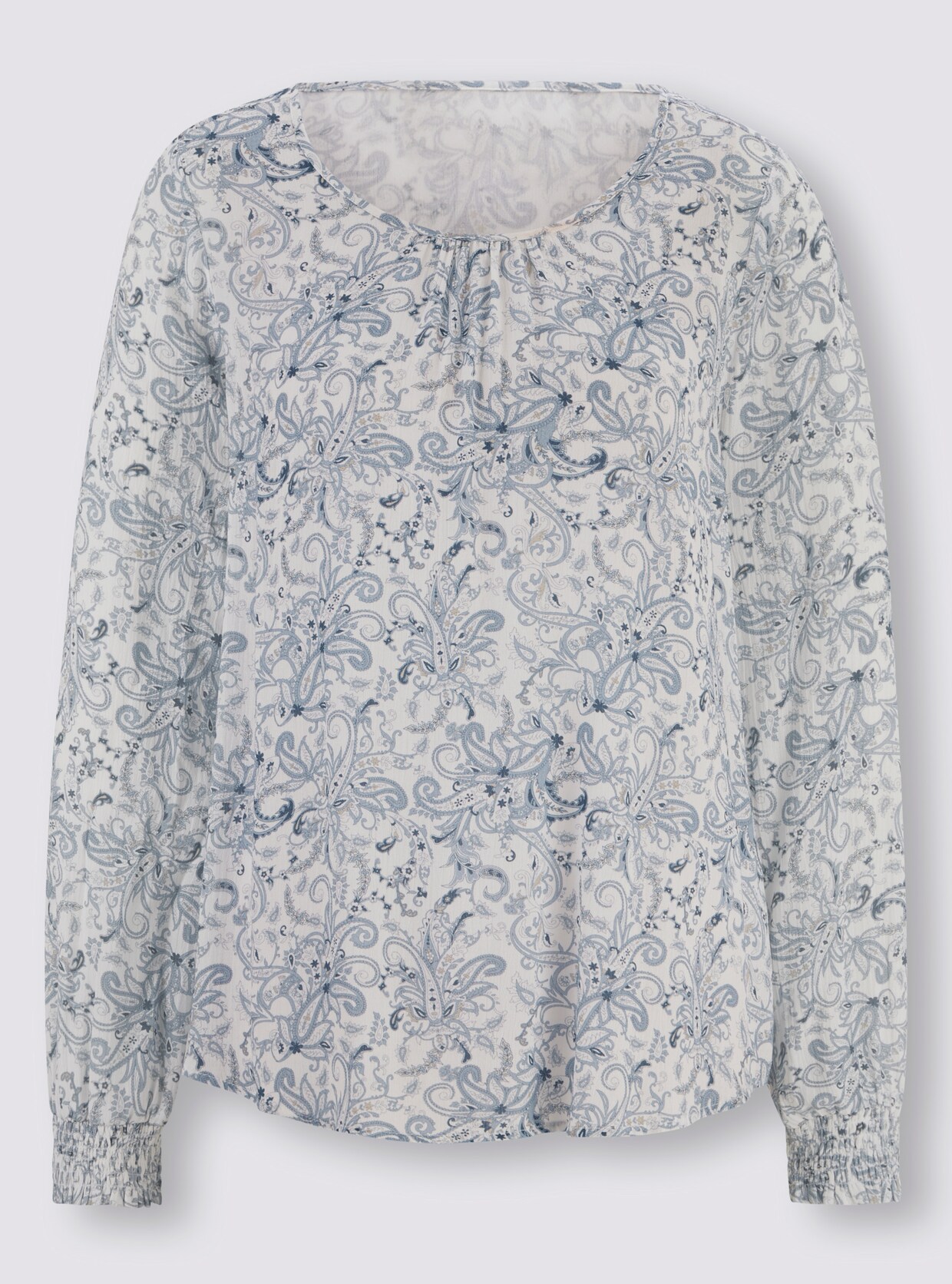 heine Druckbluse - ecru-bleu-bedruckt