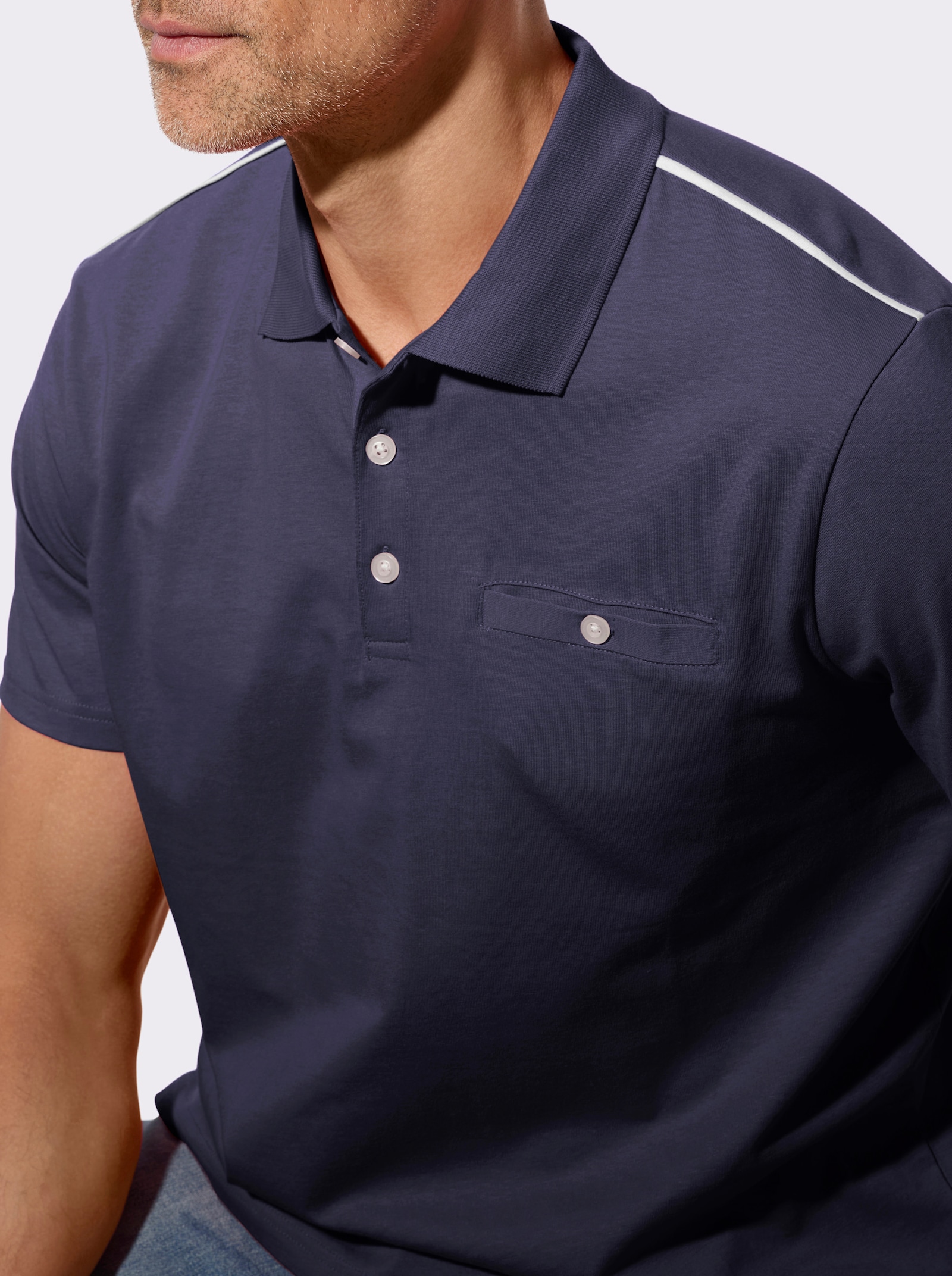 Poloshirt mit Knopfleiste - marine