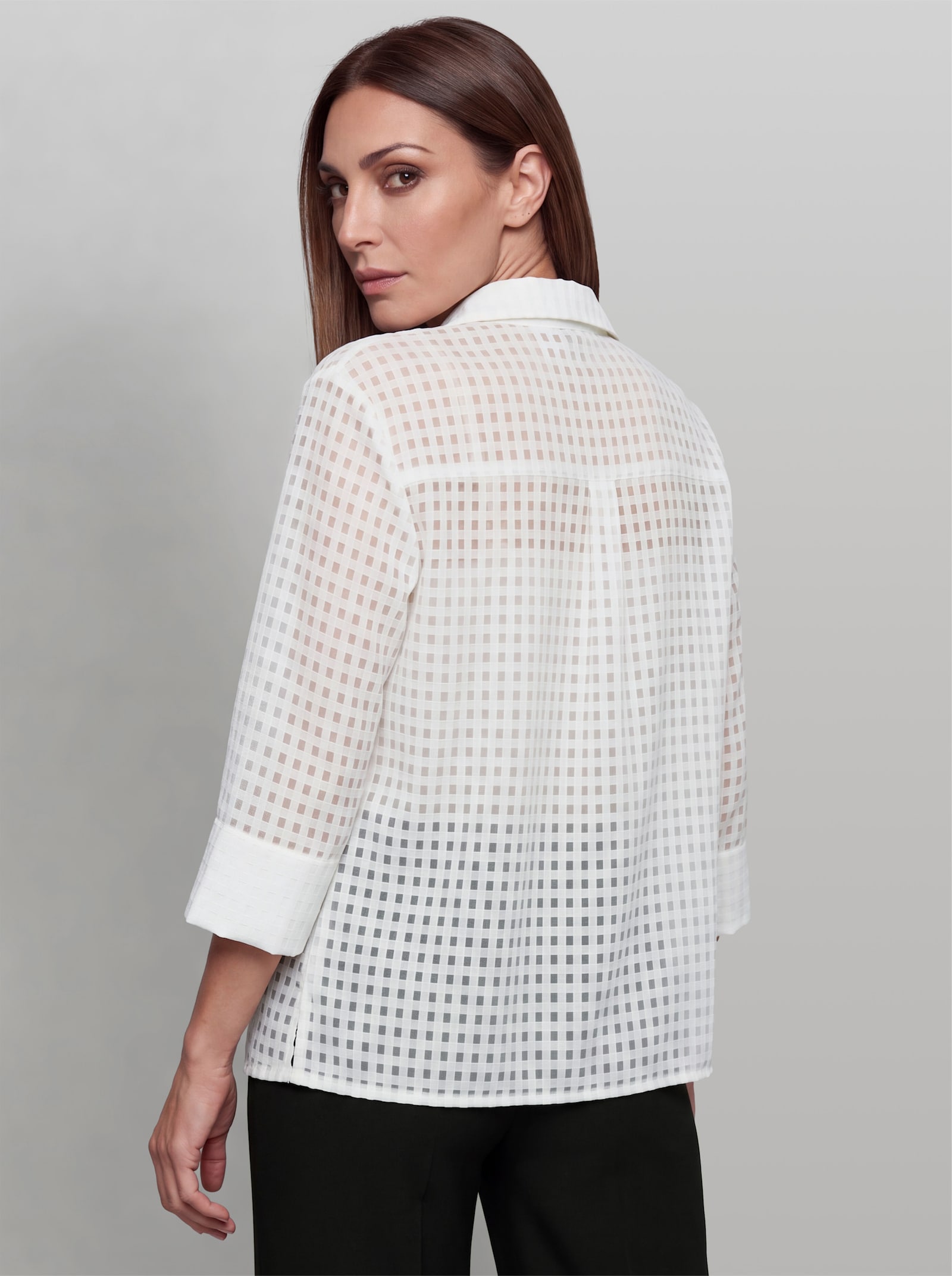 heine Blusenjacke mit Karo-Muster - ecru