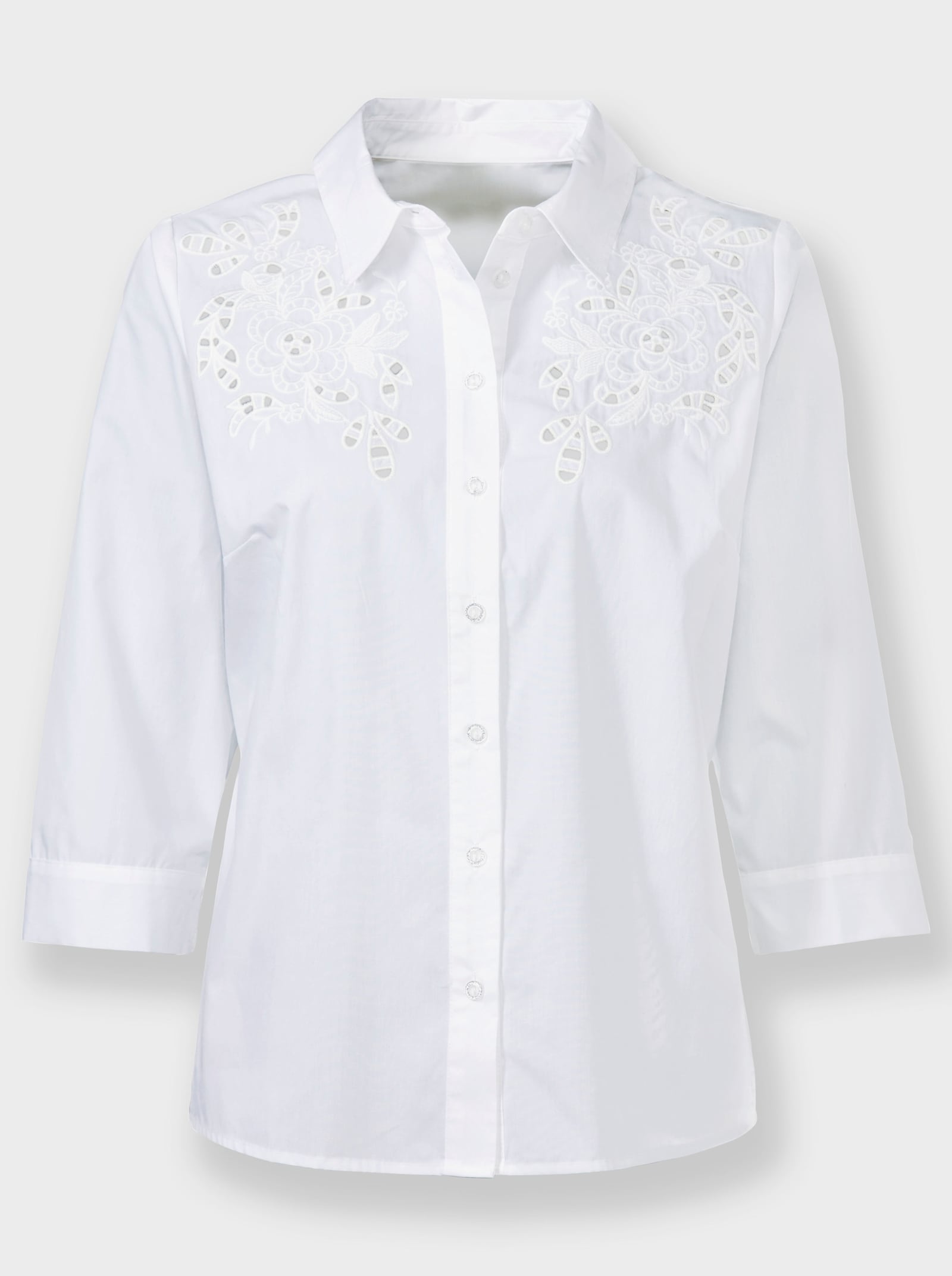 Overhemdblouse met ajourwerk - ecru