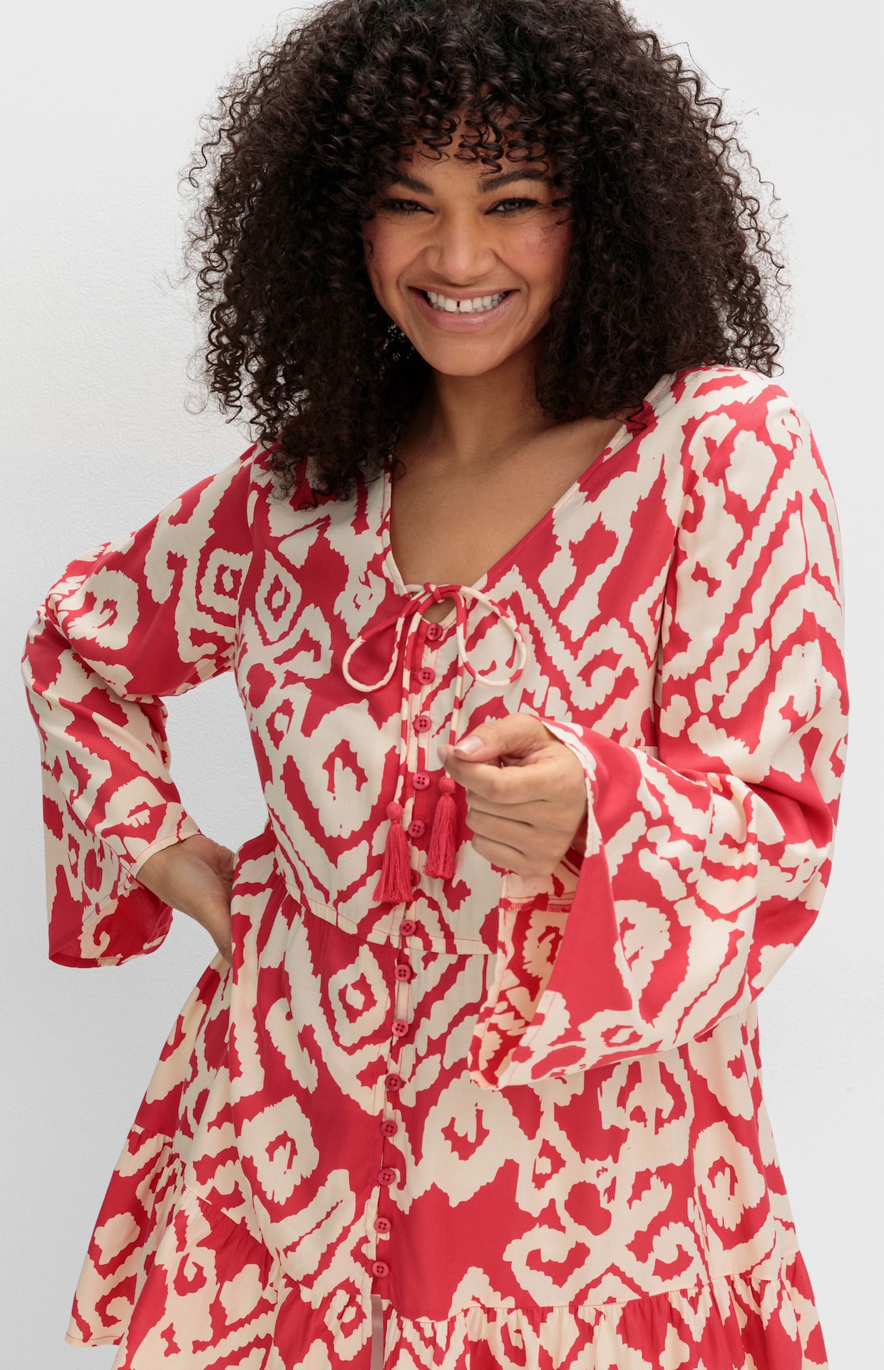 sheego by Joe Browns Volantbluse - hummer-gemustert