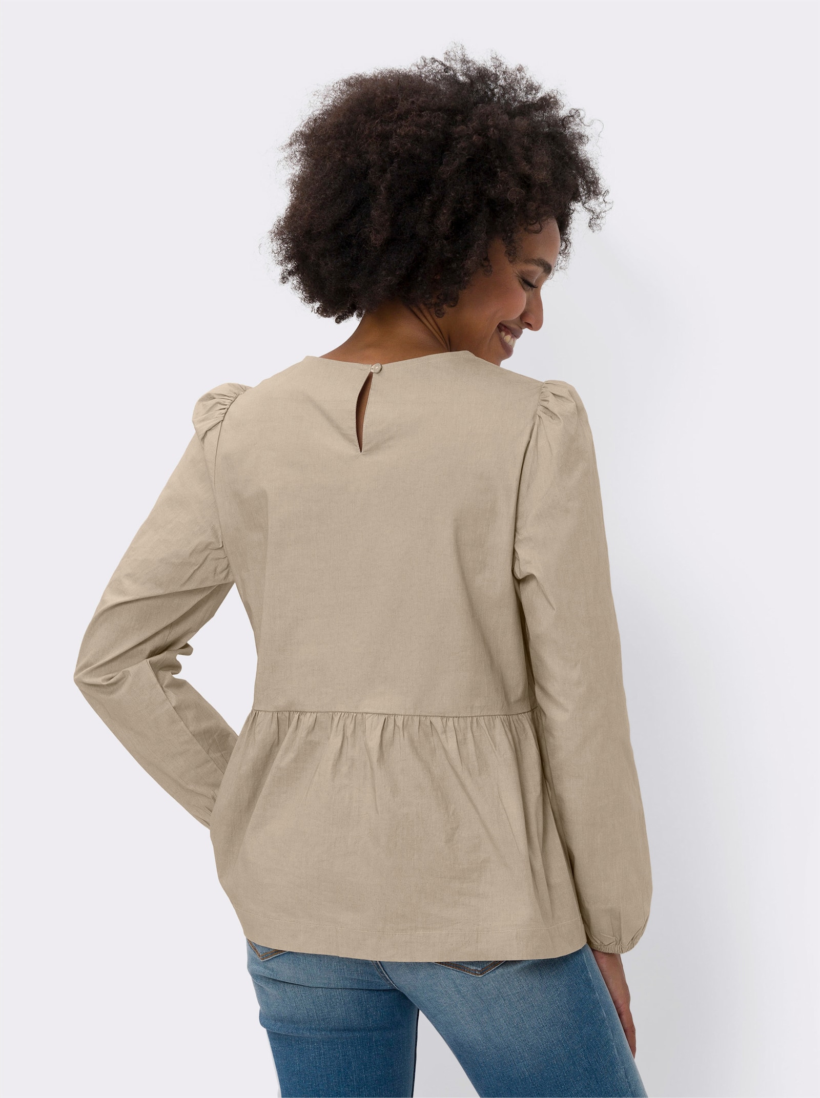 heine Schlupf-Bluse mit Ballonärmeln - beige
