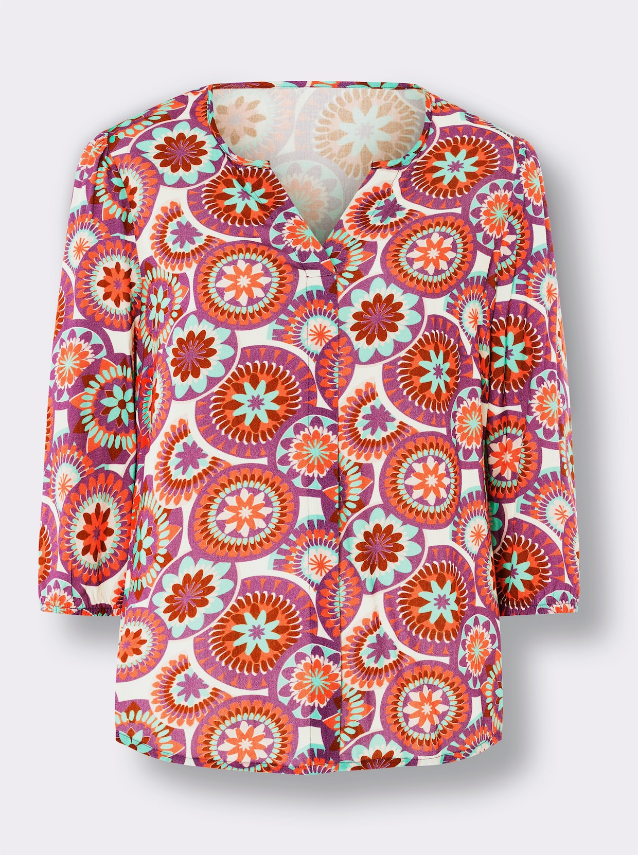 heine Blouse met print - oranje/blauwgroen bedrukt