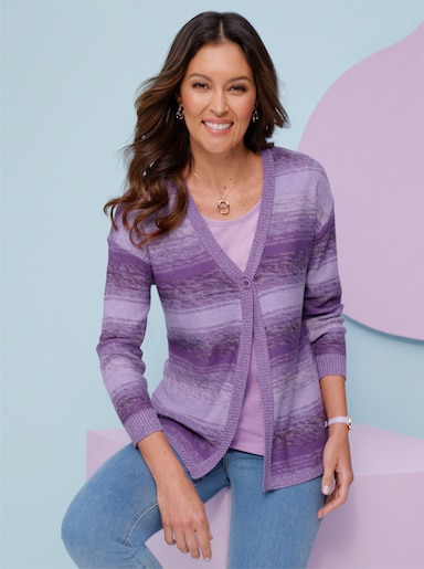 Cardigan - lila-lavendel-mönstrad