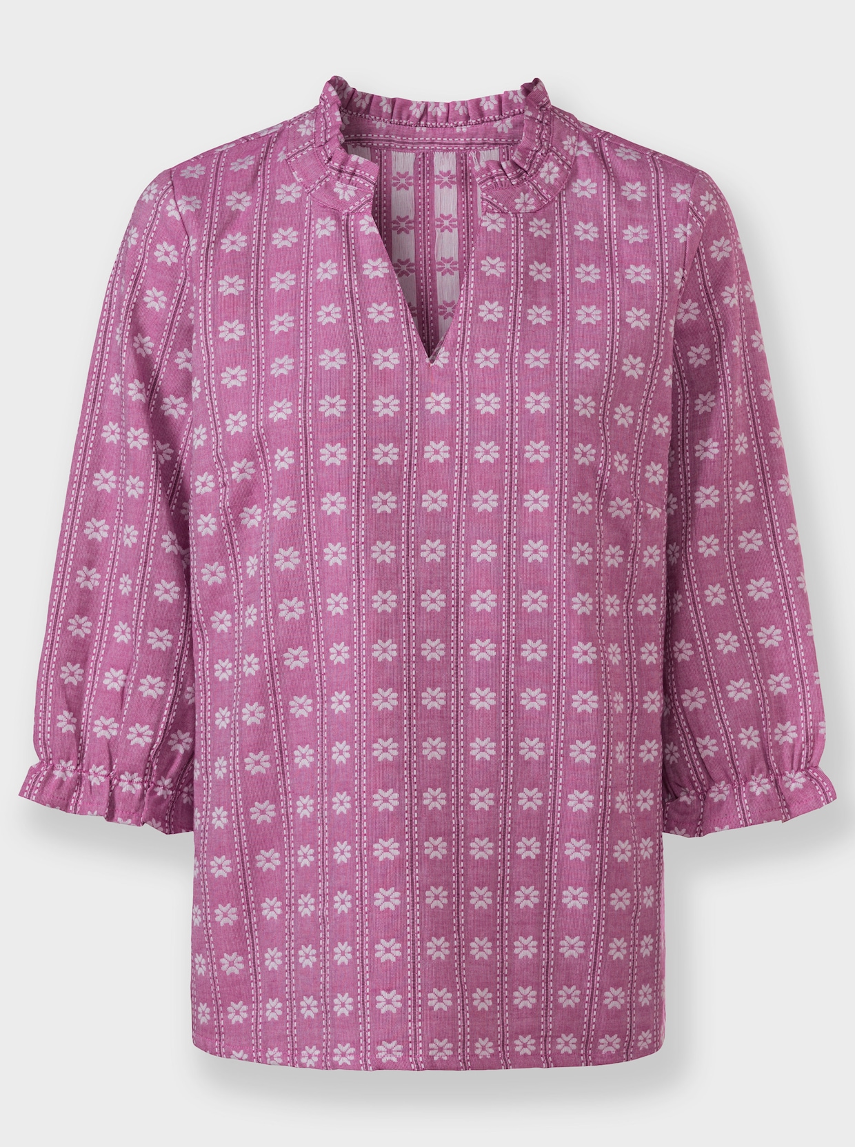 Comfortabele blouse - magenta bedrukt