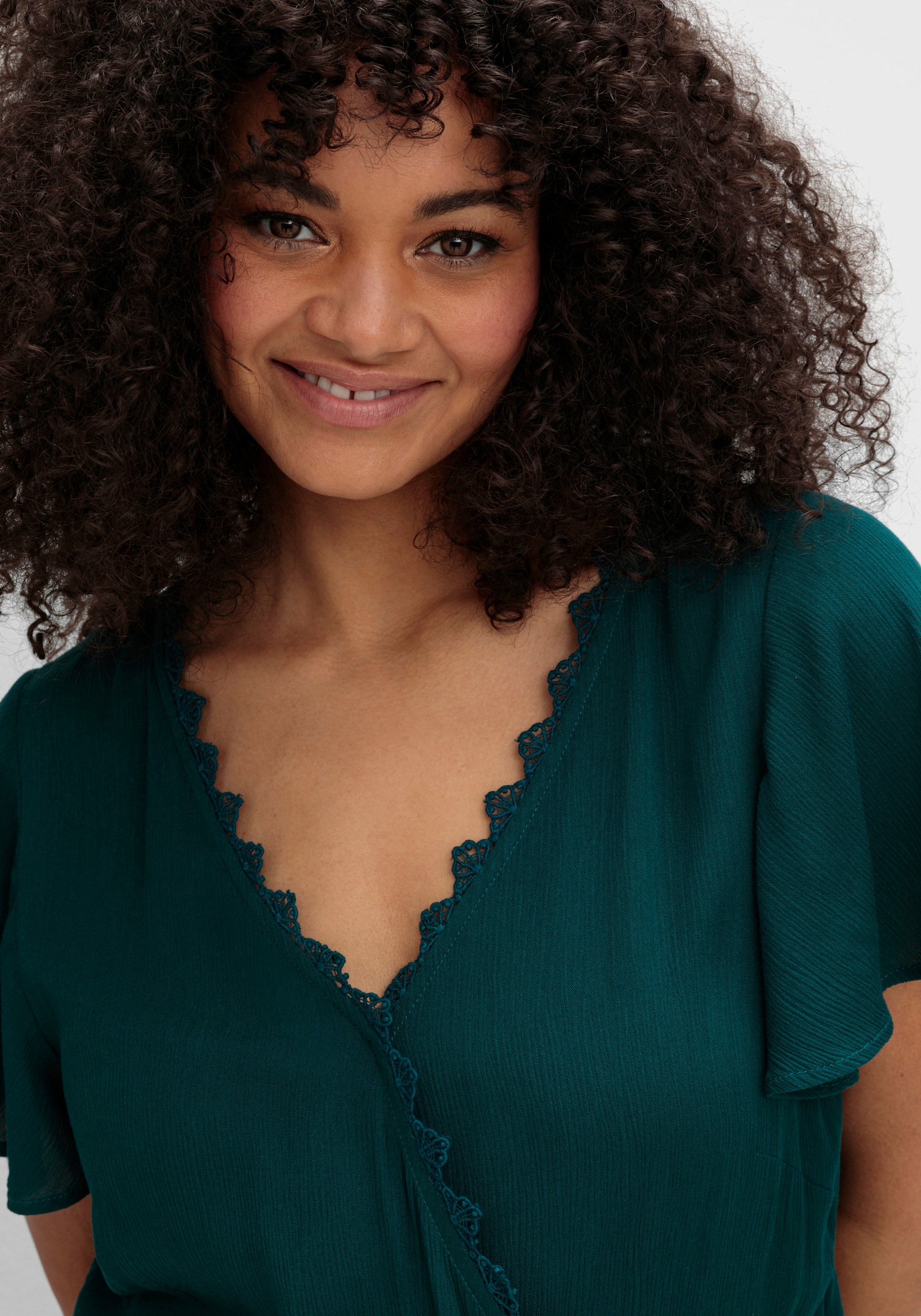 sheego by Joe Browns Maxikleid in Wickeloptik, mit Stufenvolant - petrol