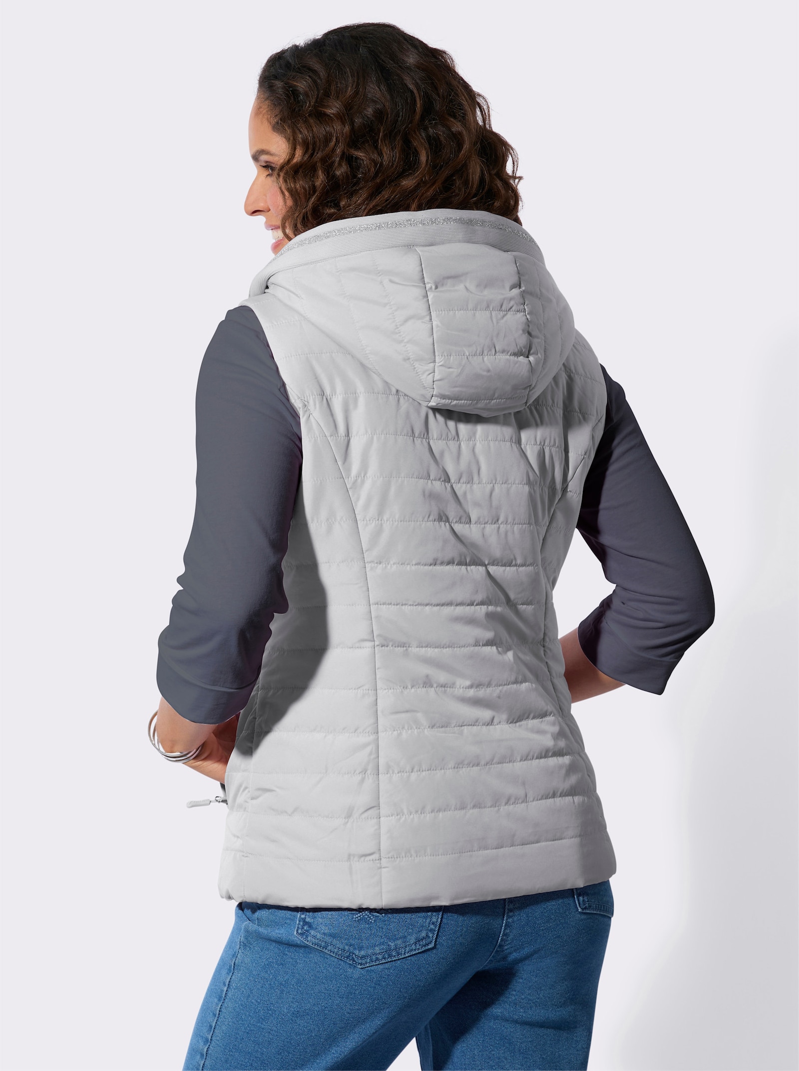 Steppweste mit Glitzer-Details - hellgrau