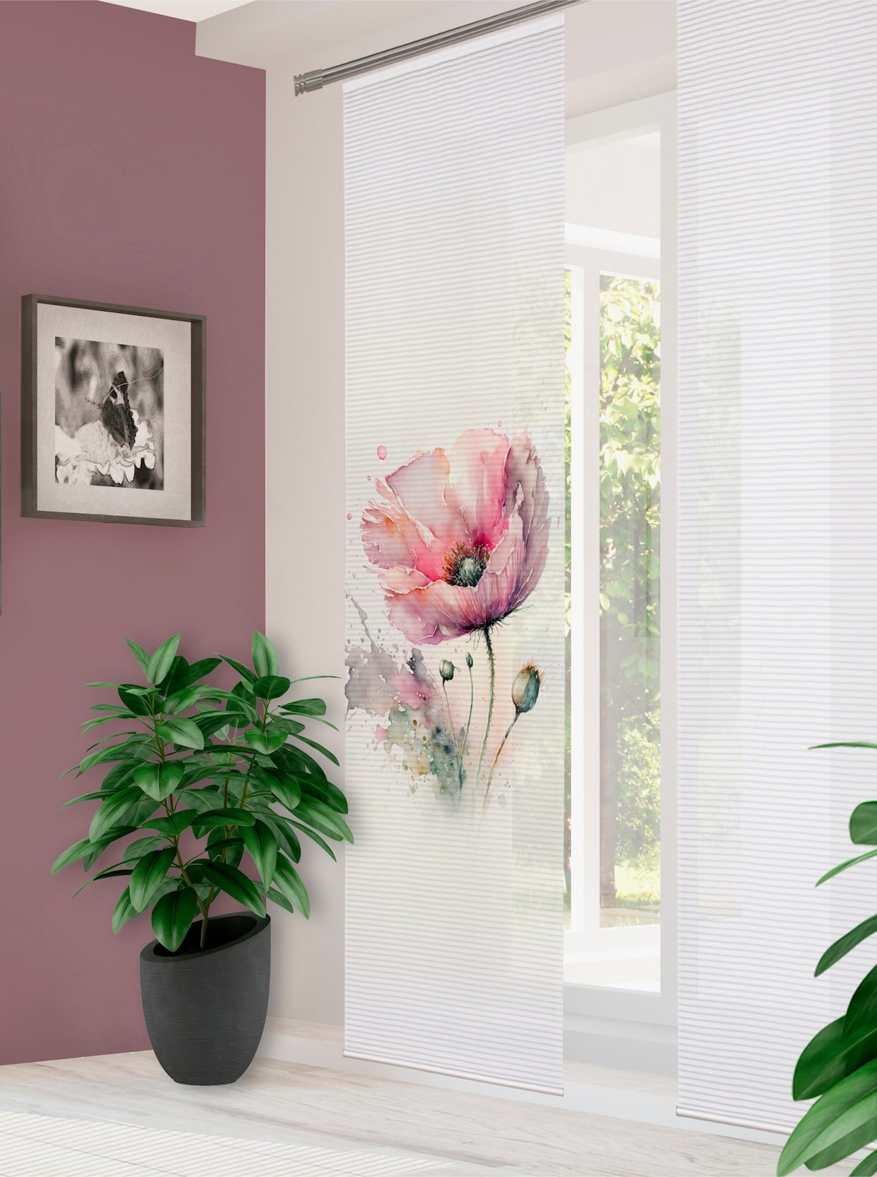heine home Schiebevorhang - weiß-rosé
