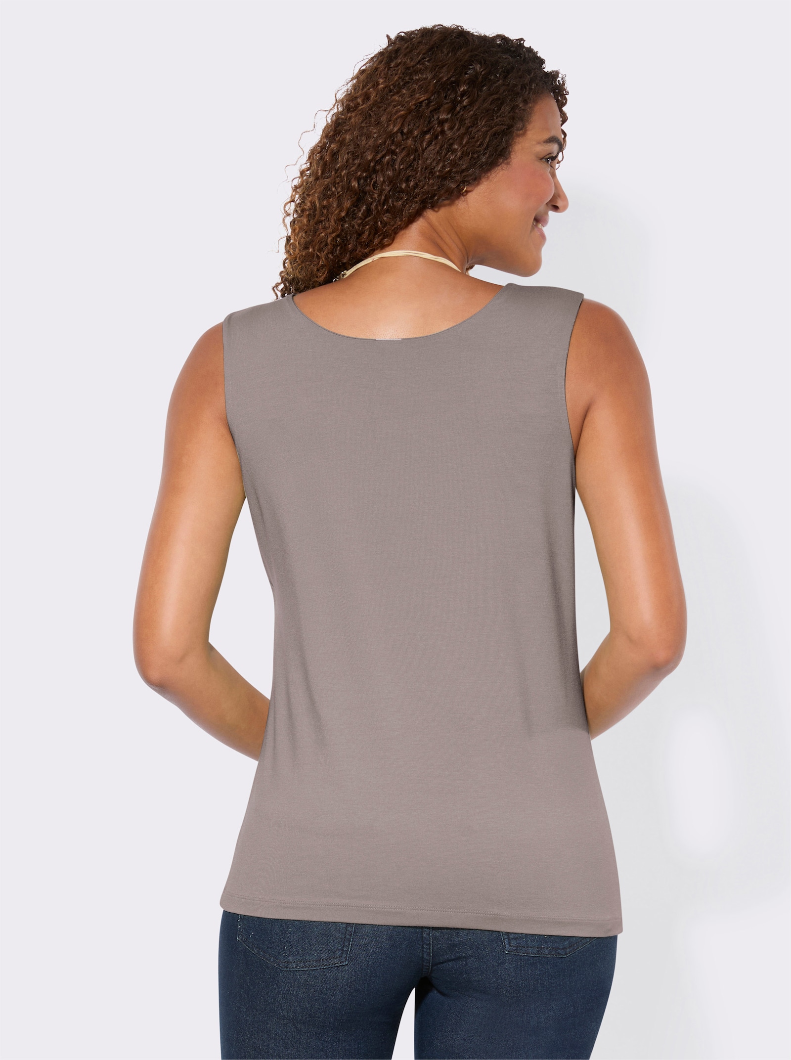 Shirttop mit Karree-Ausschnitt - taupe