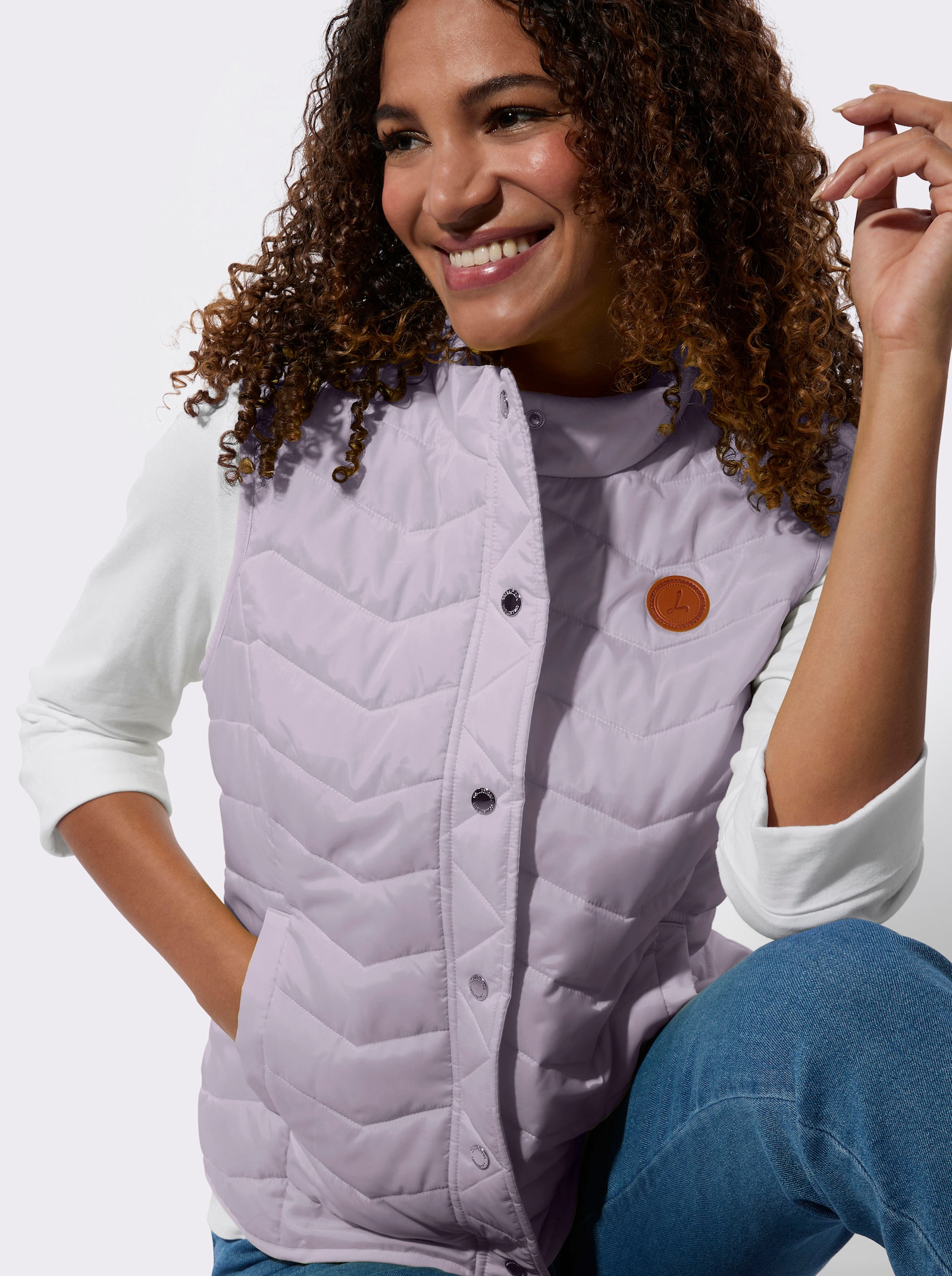 Steppweste im Zickzack-Muster - flieder