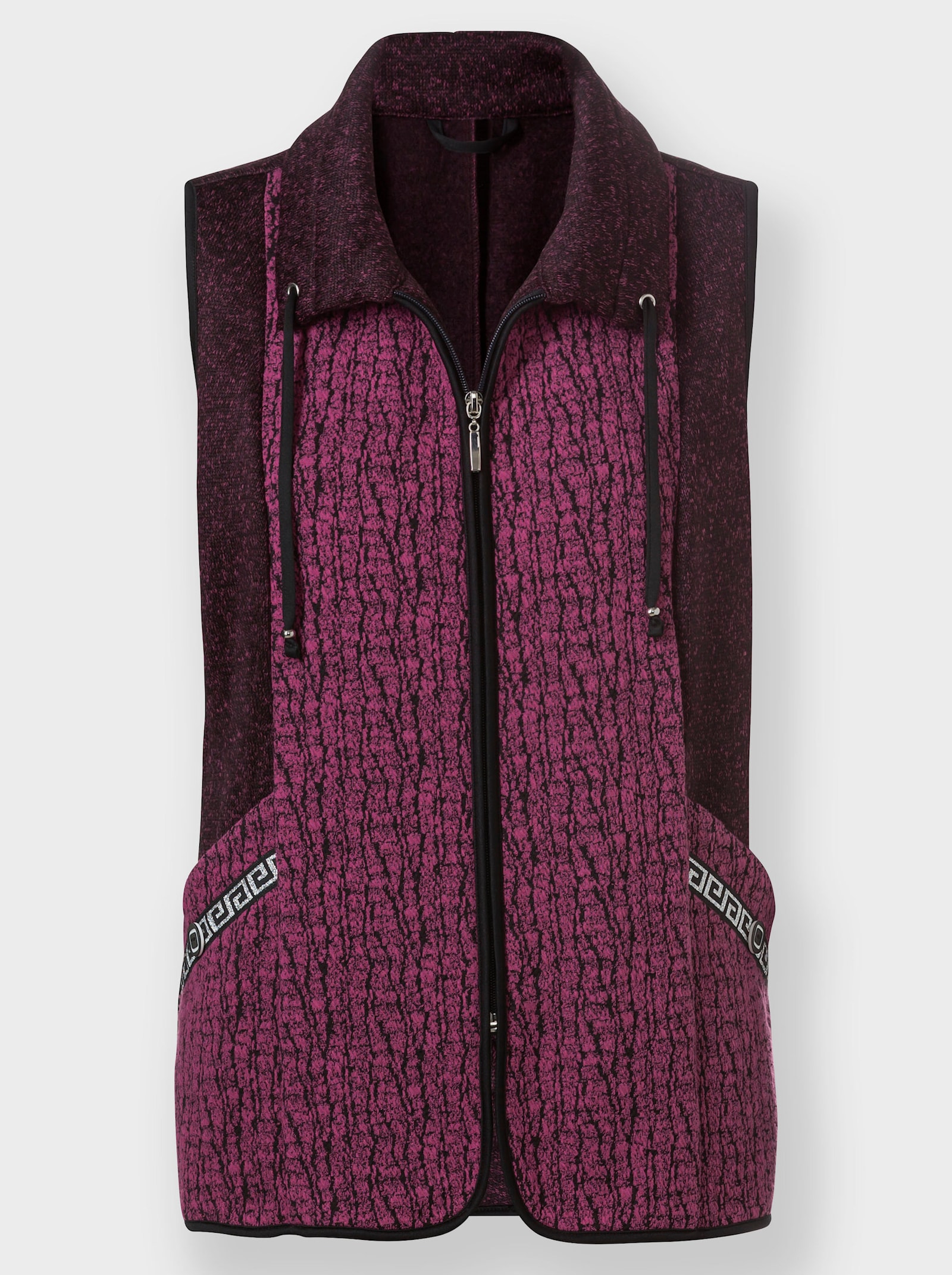 Fleecegilet met contrastpaspel - heide/zwart gemêleerd