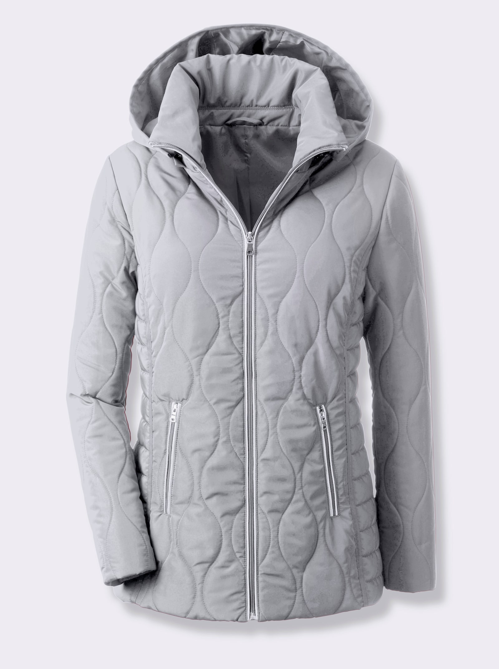 Steppjacke mit kontrastreichen Akzenten - steingrau