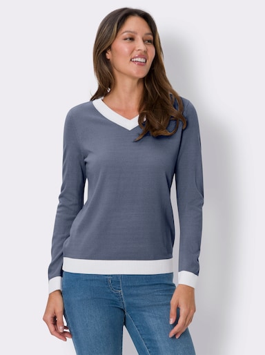 V-Pullover - taubenblau