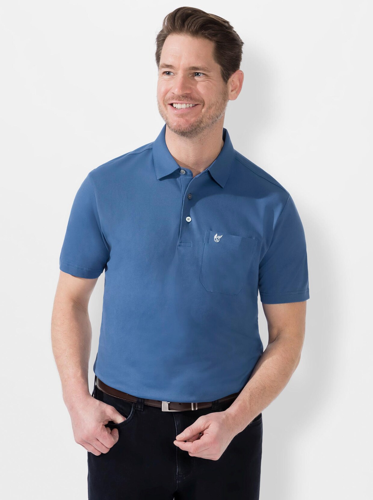 Hajo Kurzarm-Poloshirt - mittelblau