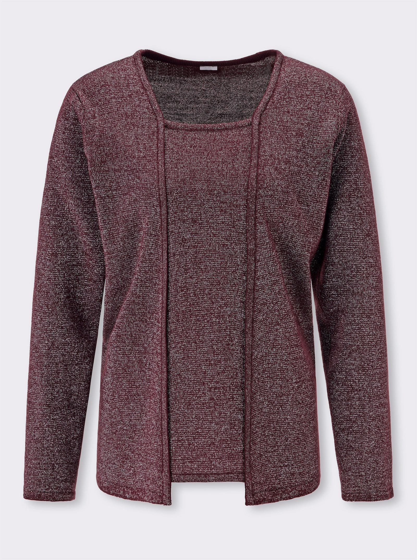 2-in-1-Pullover mit Glanzgarn - burgund-silberfarben