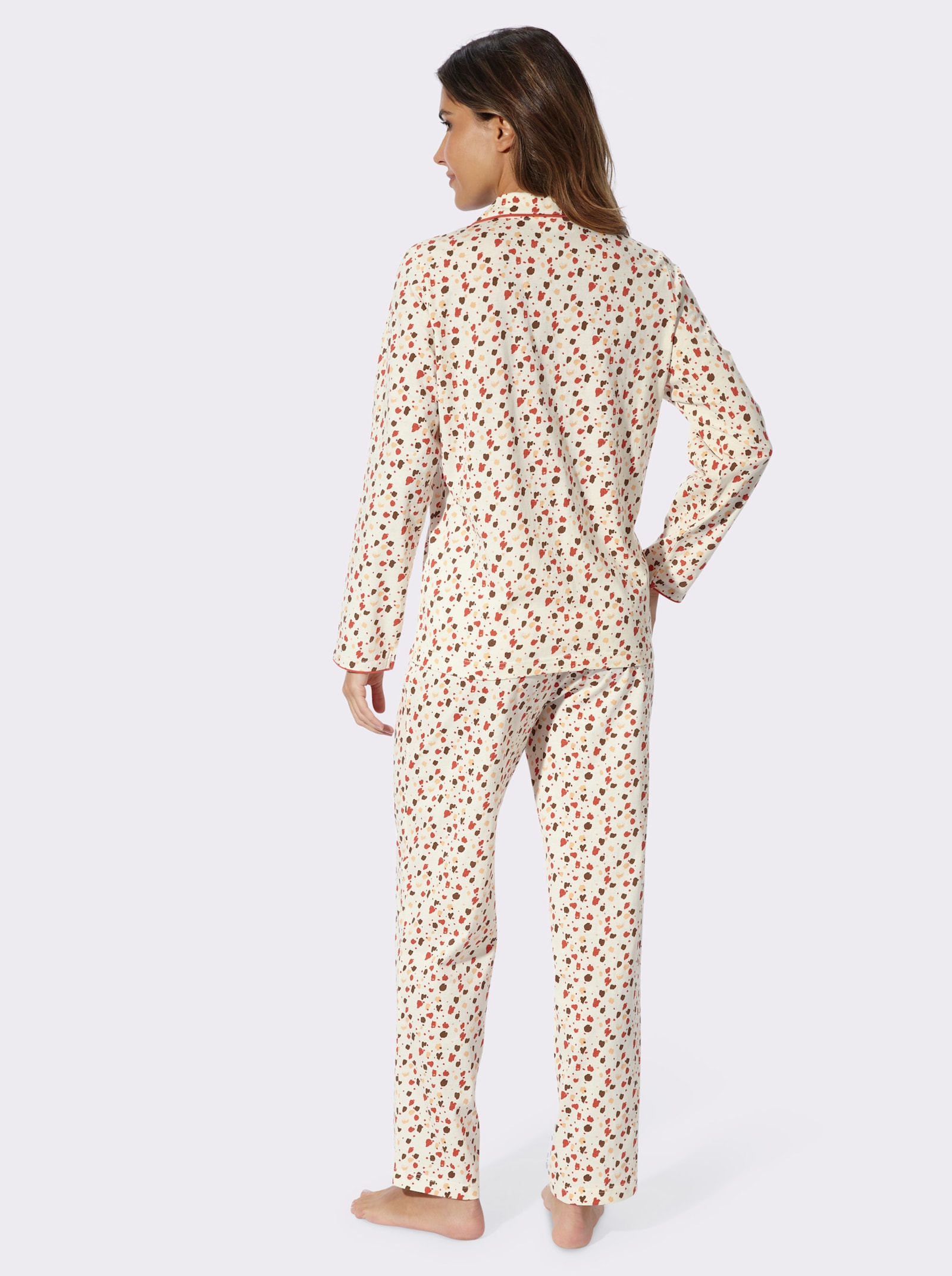 Schlafanzug mit Tupfen-Druck, Single-Jersey - champagner-bedruckt