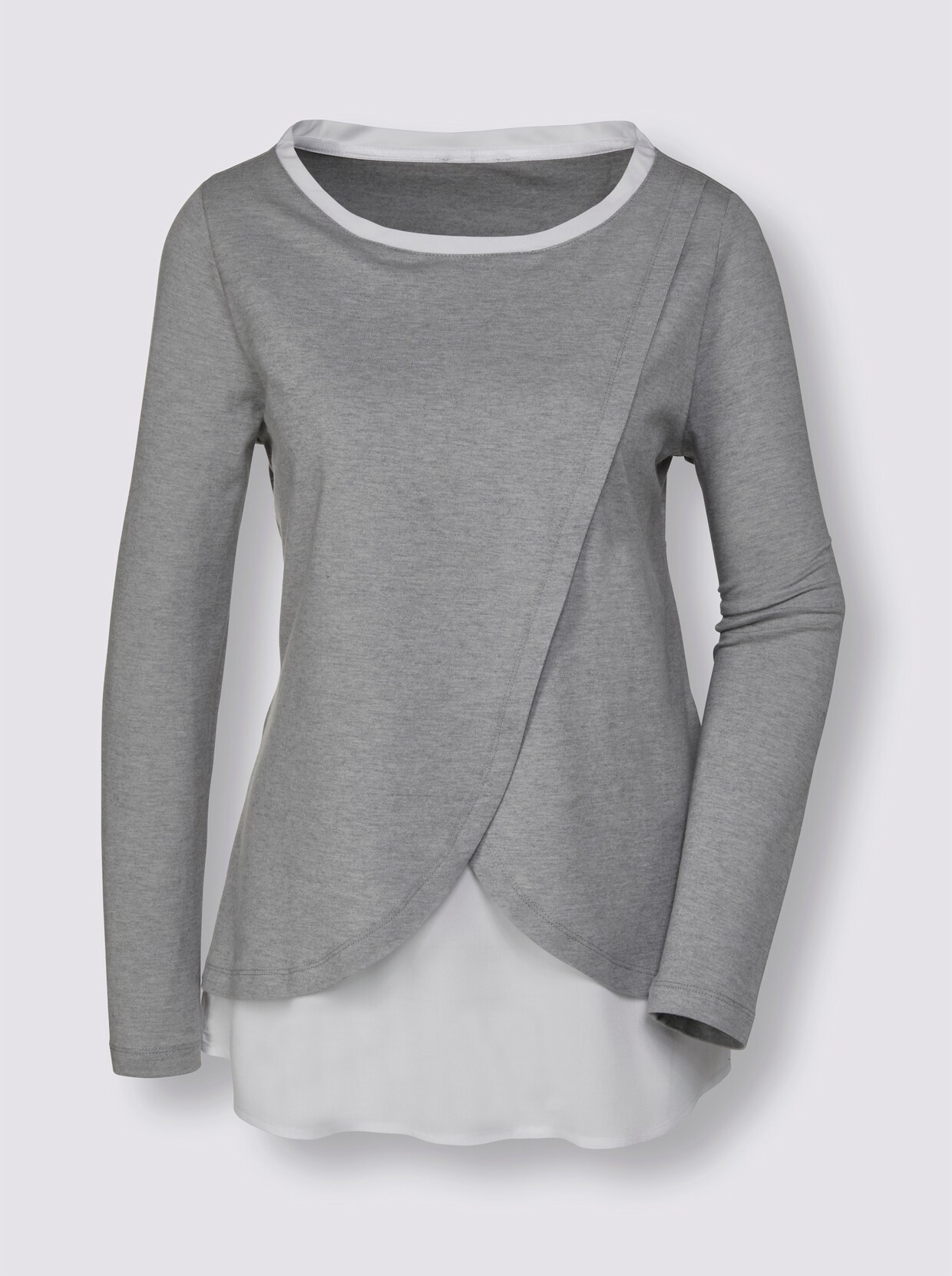 Creation L Premium Viskose-Woll-Shirt - grau-meliert