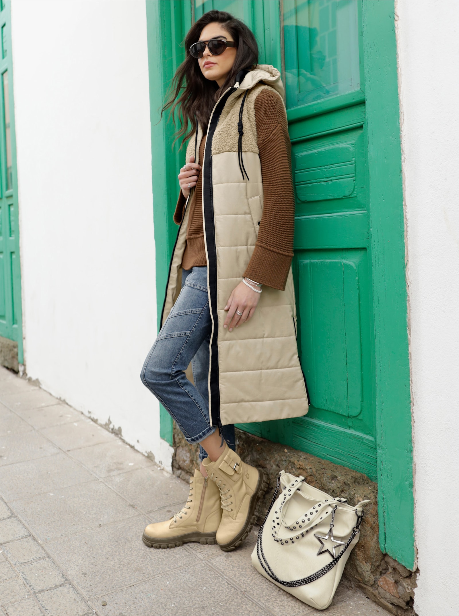 heine Steppweste mit Kapuze - sand