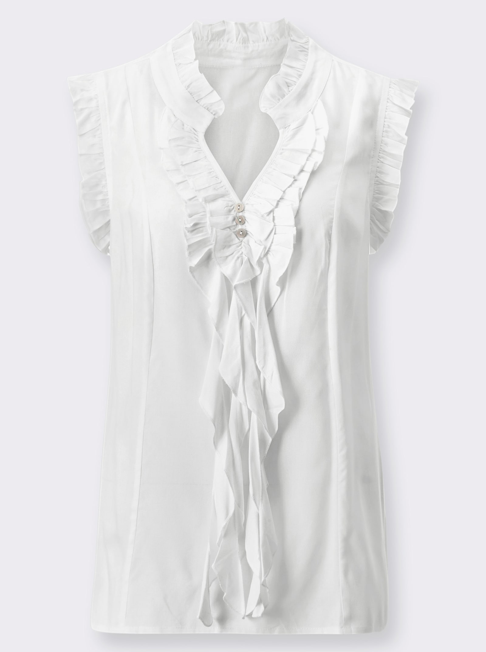 Blusentop mit Rüschen - weiß