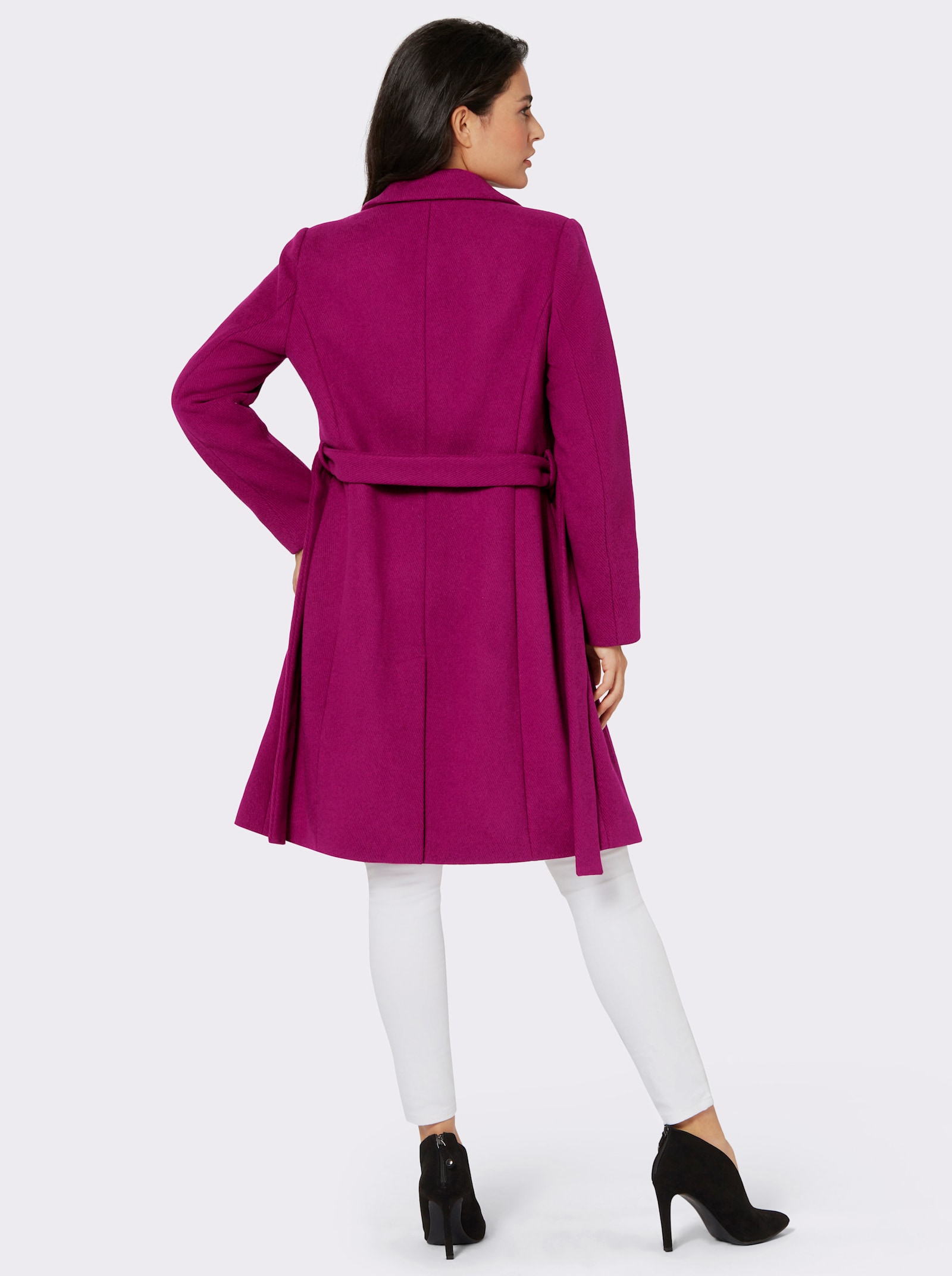 Wollmantel mit flachen Schulterpolstern - magenta