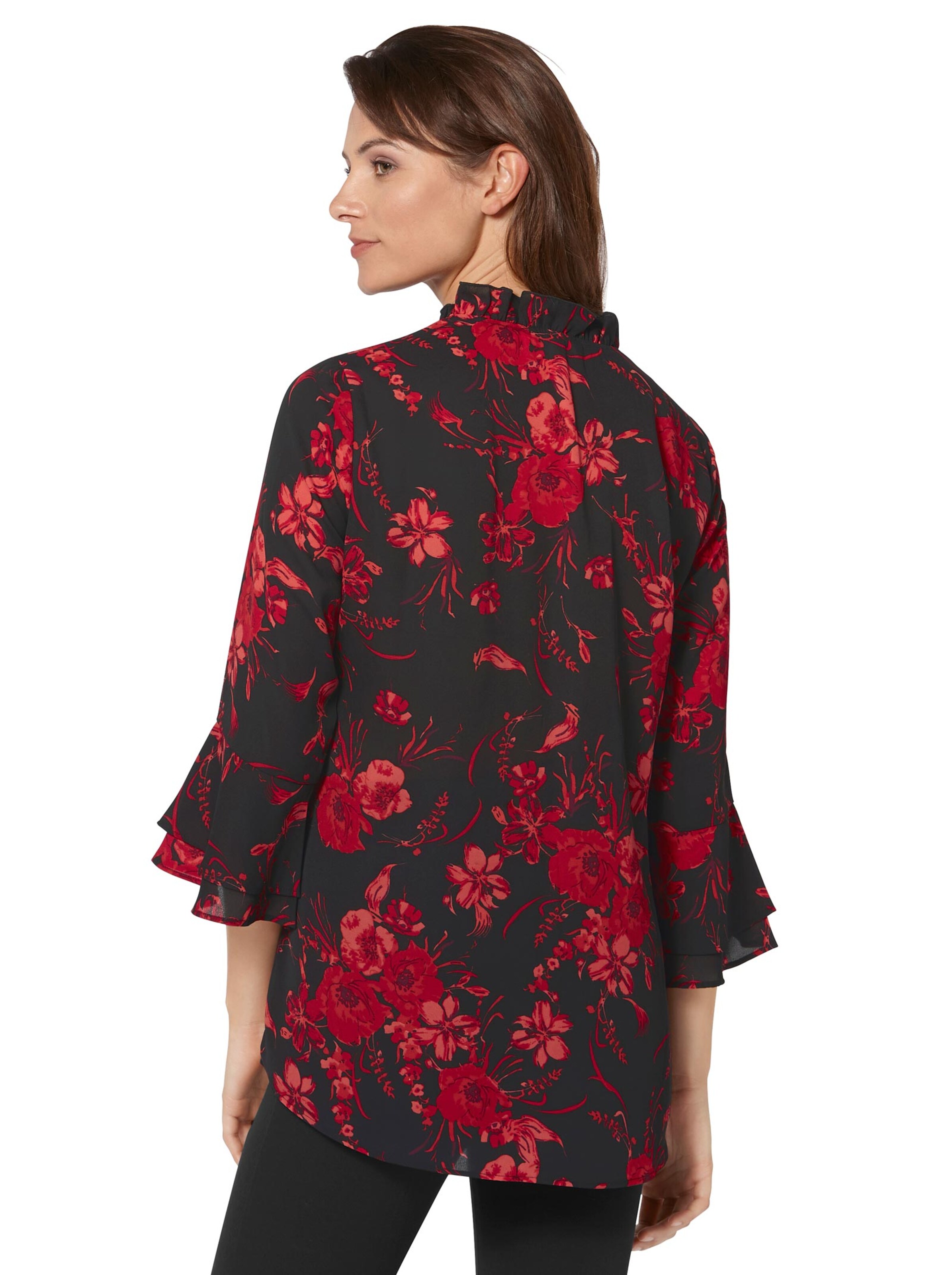 Bluse - schwarz-rot-bedruckt