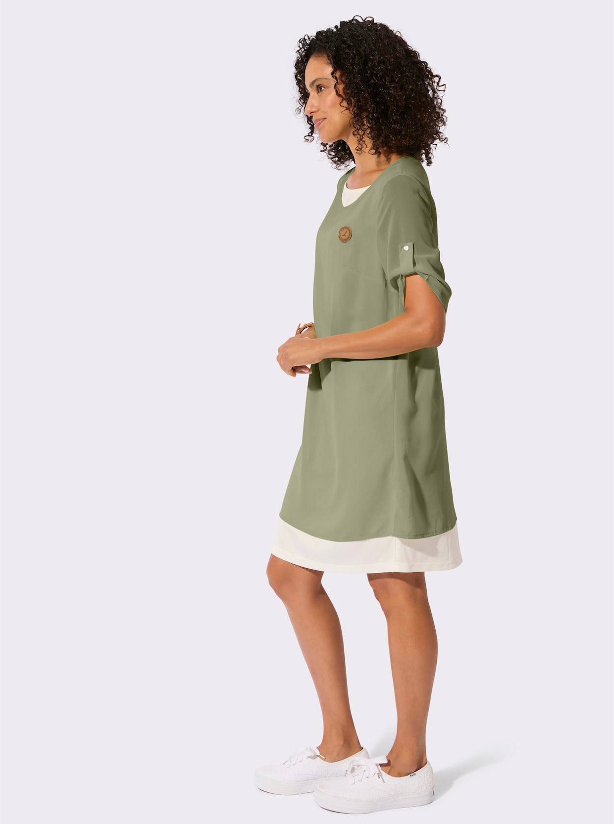 Webkleid - khaki-ecru