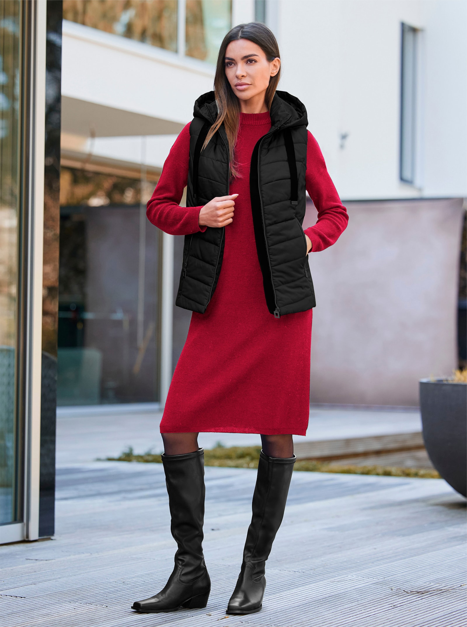 heine Steppweste mit abnehmbarer Kapuze - schwarz