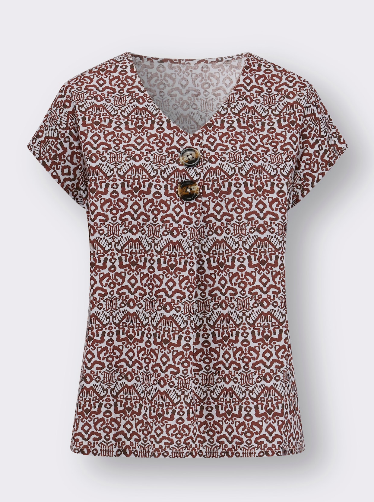 Blouse met print - roodbruin/ecru bedrukt