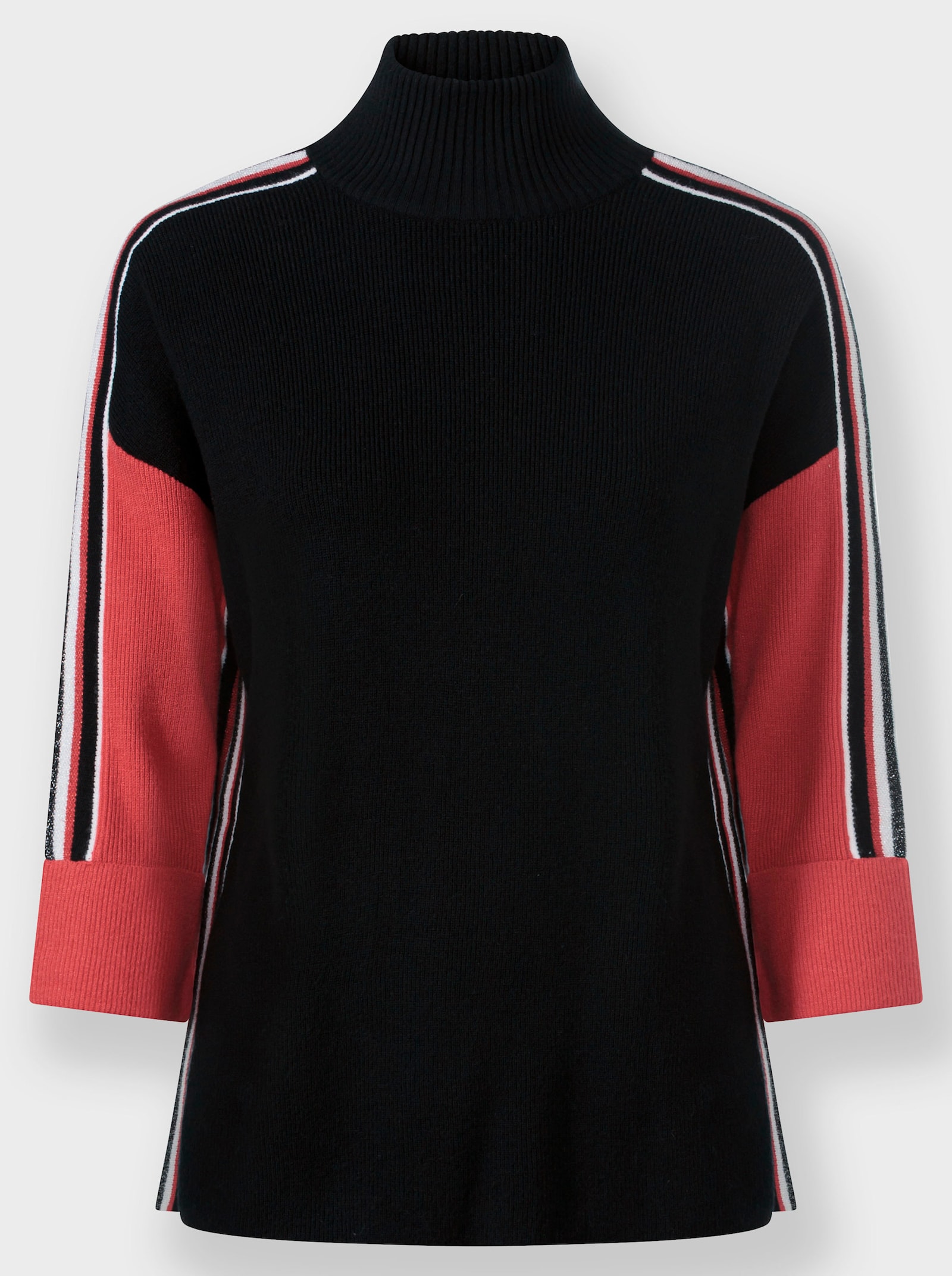 heine Pull à manches 3/4 avec effets de brillance - noir-fraise à motifs