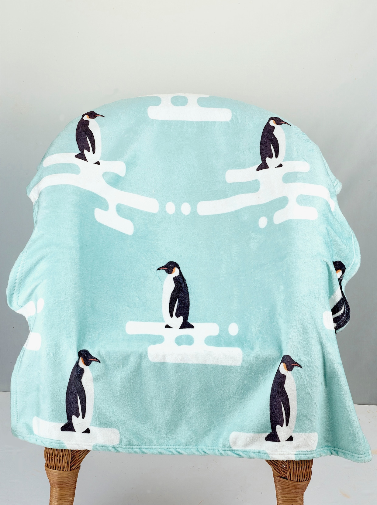 Decke mit Pinguin - bleu