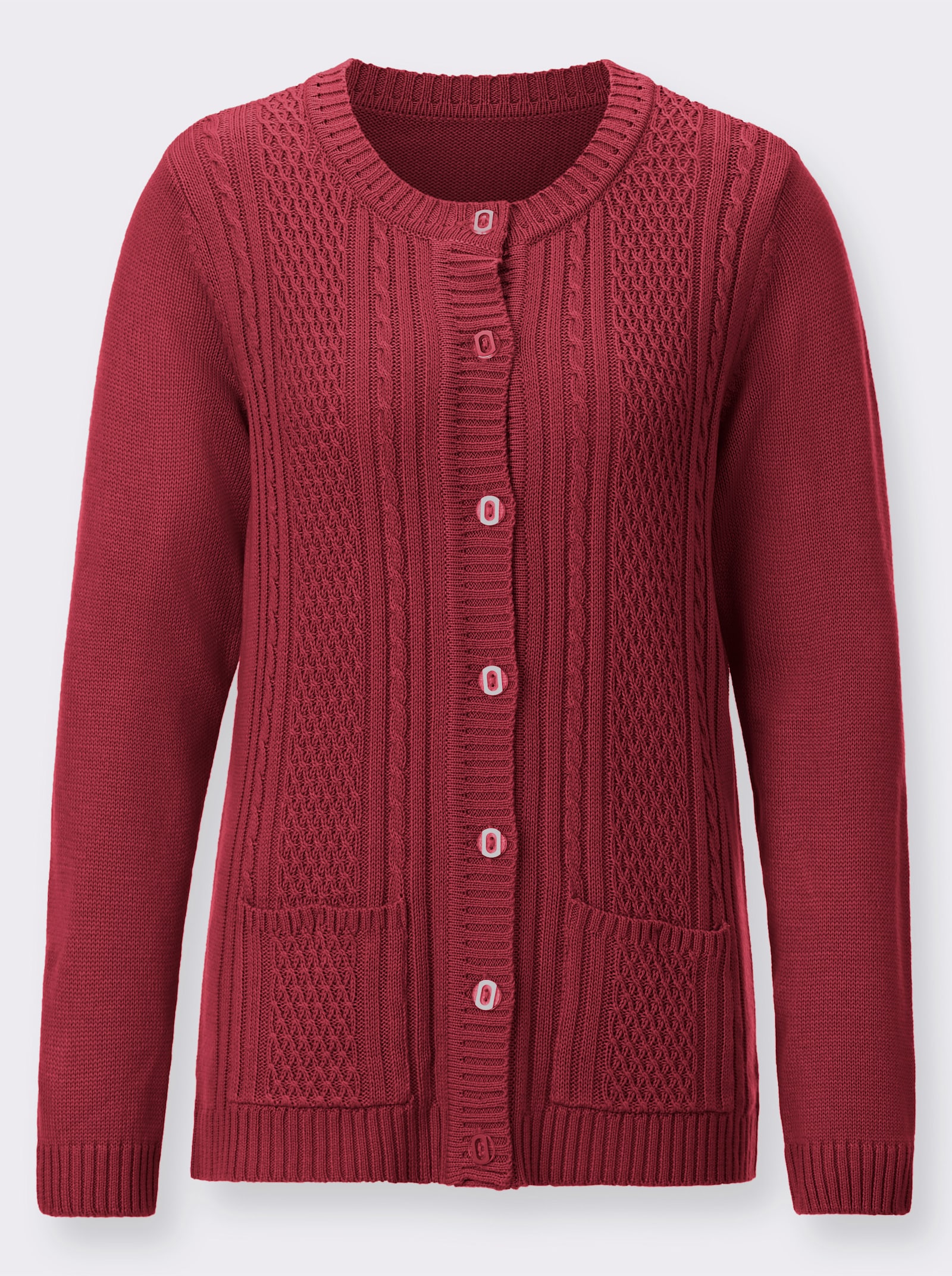 Strickjacke mit Einstrickmuster - kirsche