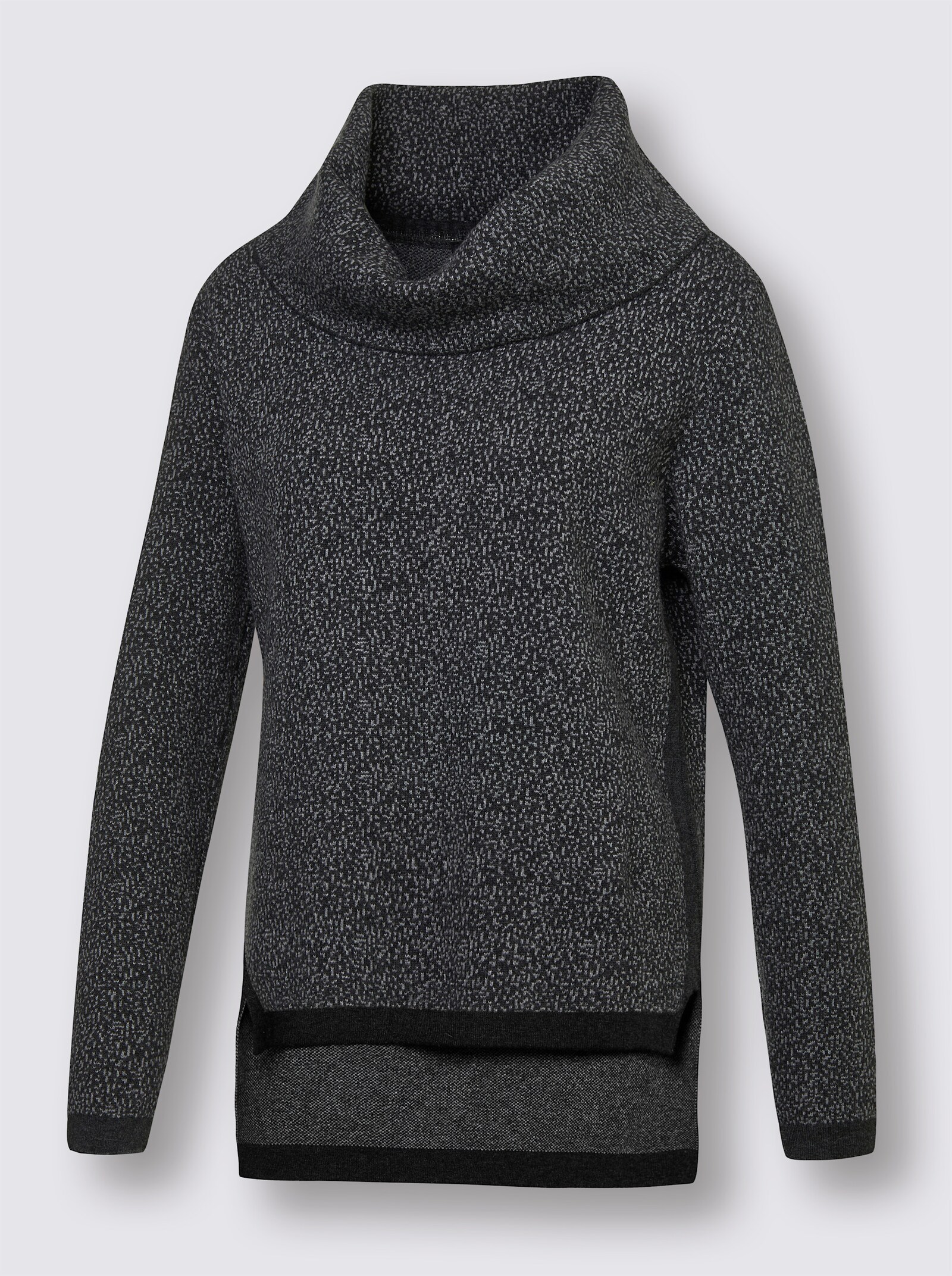 CREATION L PREMIUM Jacquard-Pullover mit Rollkragen - graphit-grau-gemustert