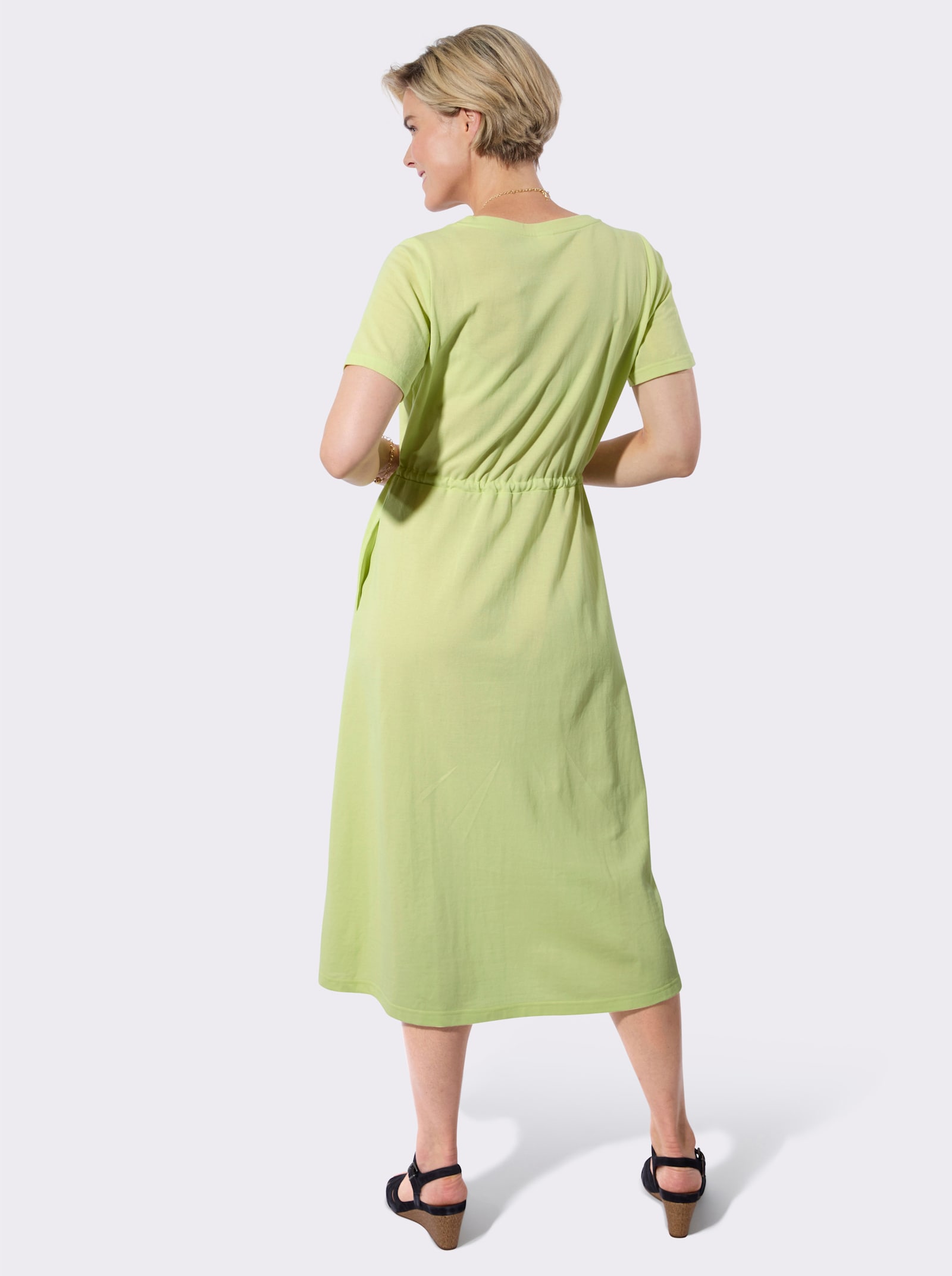 Zomerjurk met gerimpelde hals - pistache