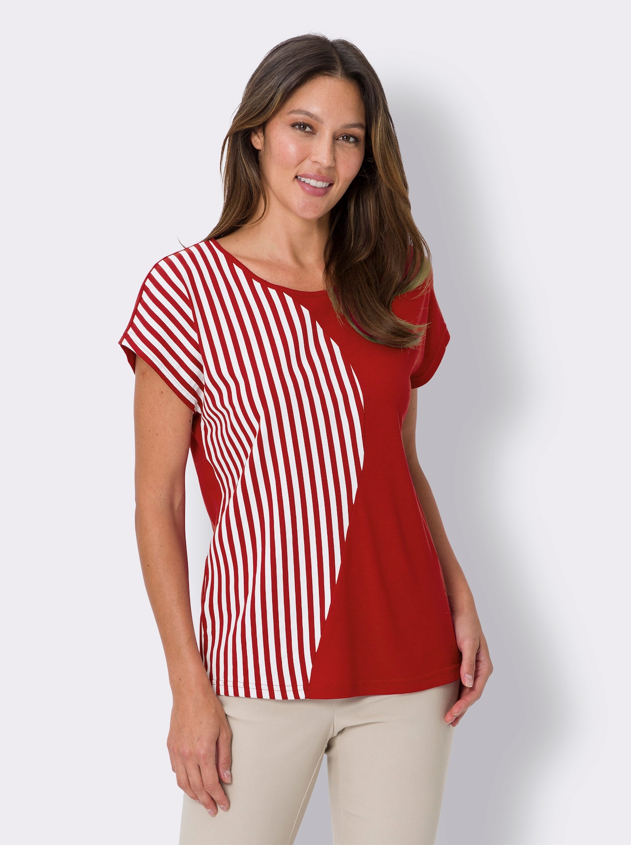 Proužkované tričko - červená-bílá