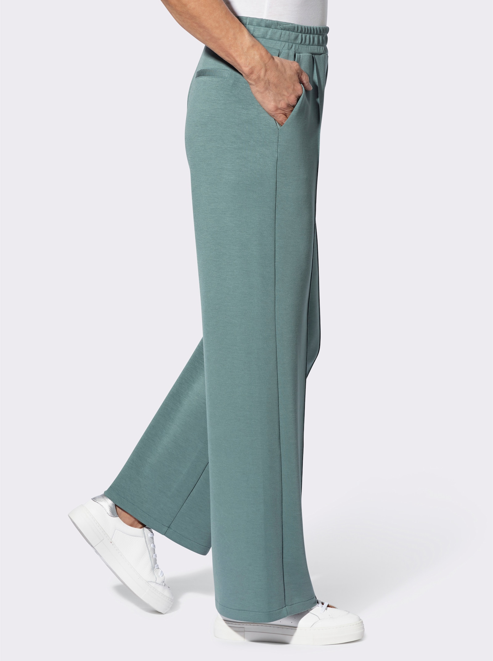 Broek van soepel vallende jersey - jade