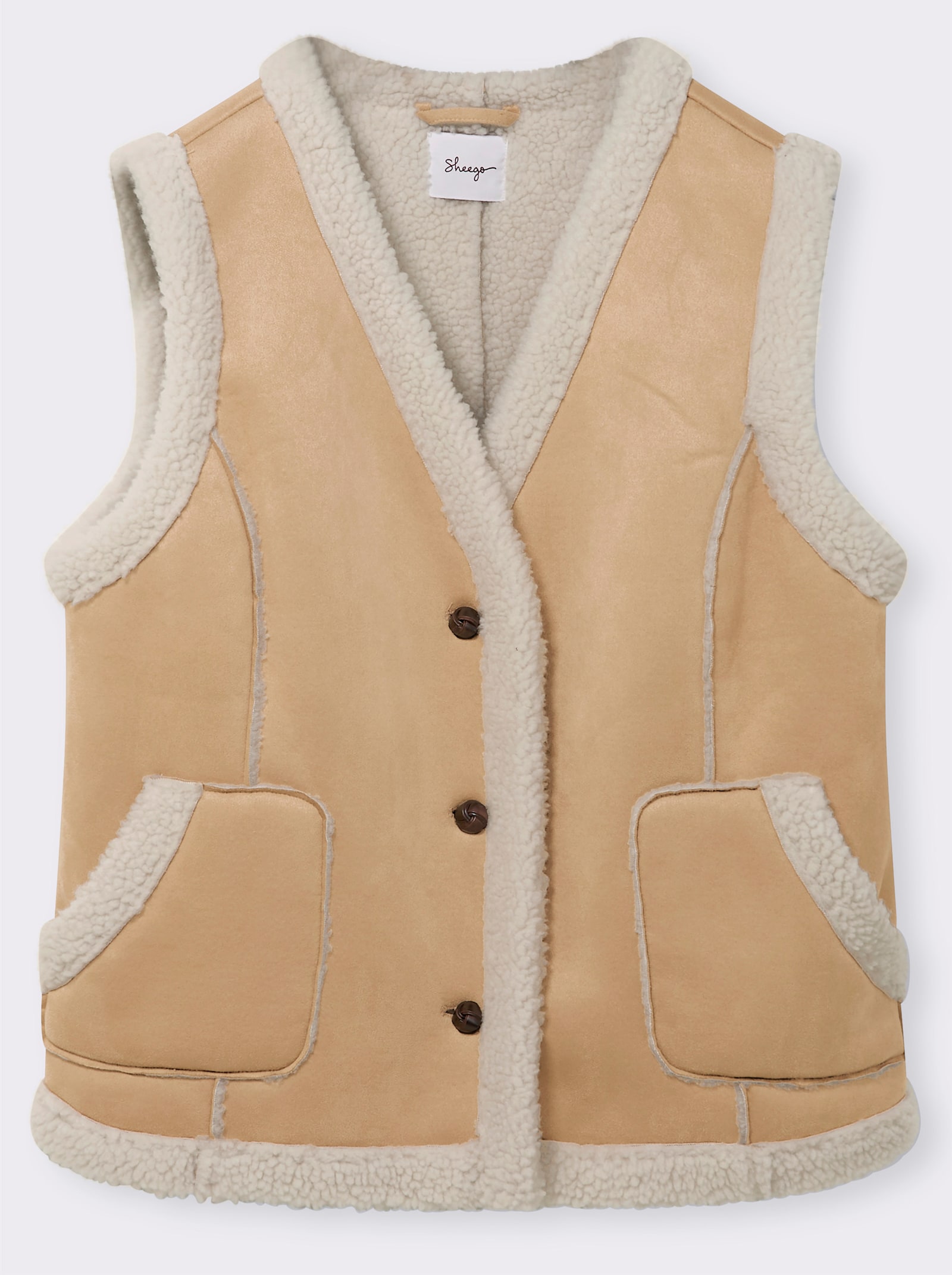 sheego Weste in Lammfell-Optik - camel
