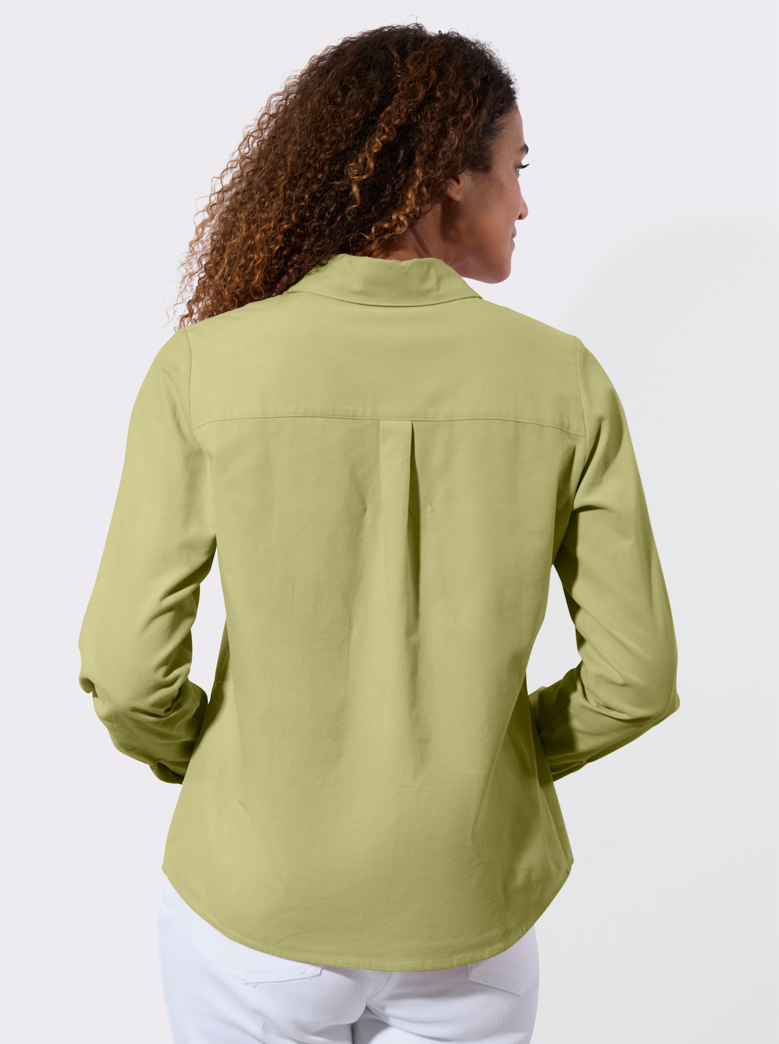 Chemisier en velours côtelé doux - vert tilleul