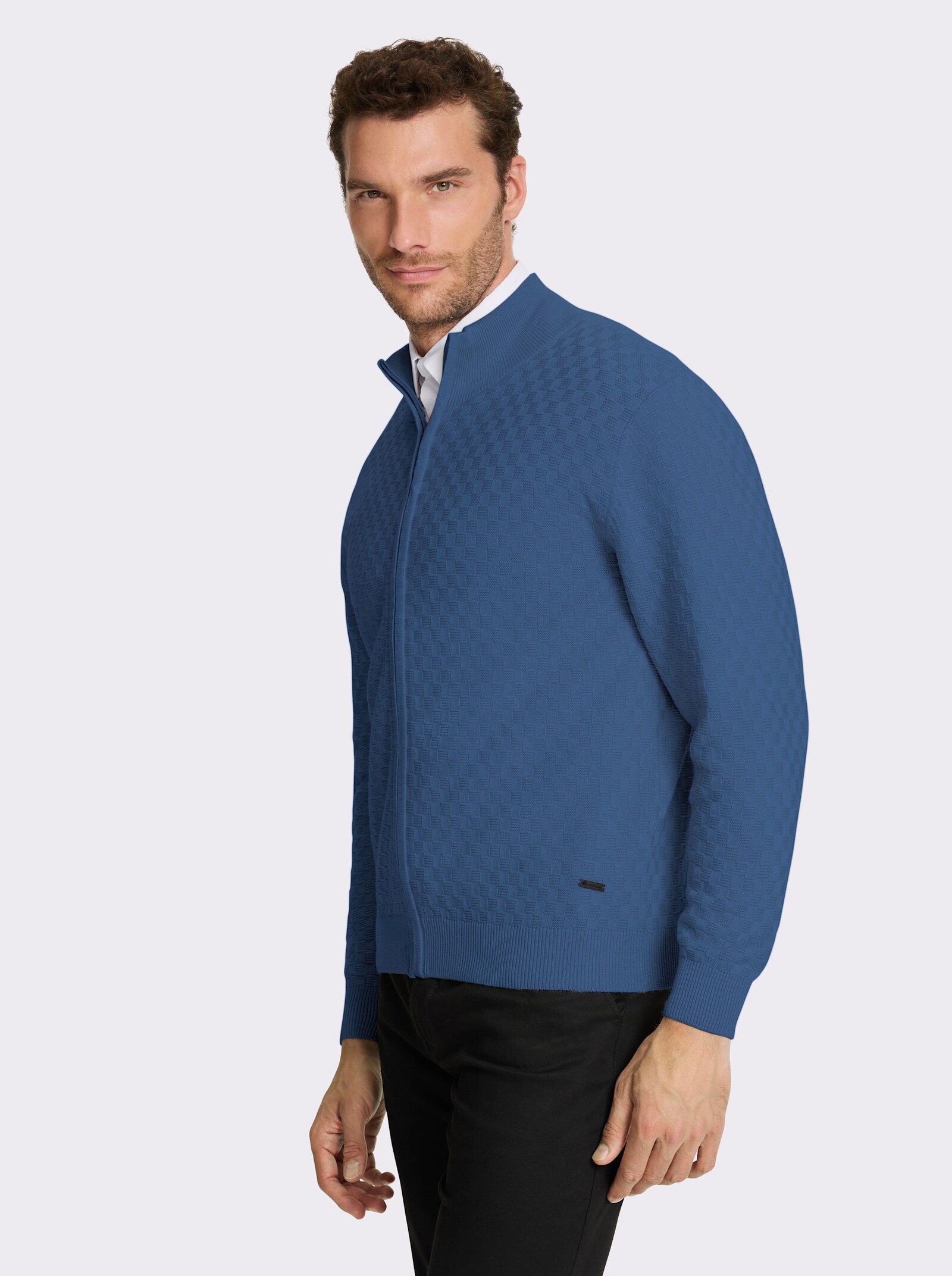 Marco Donati Strickjacke mit verdecktem Reißverschluss - jeansblau