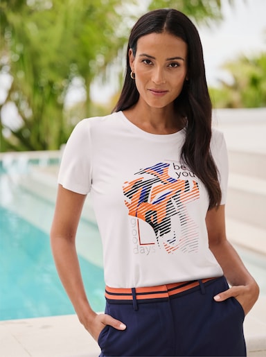 heine Rundhalsshirt - weiß-royalblau