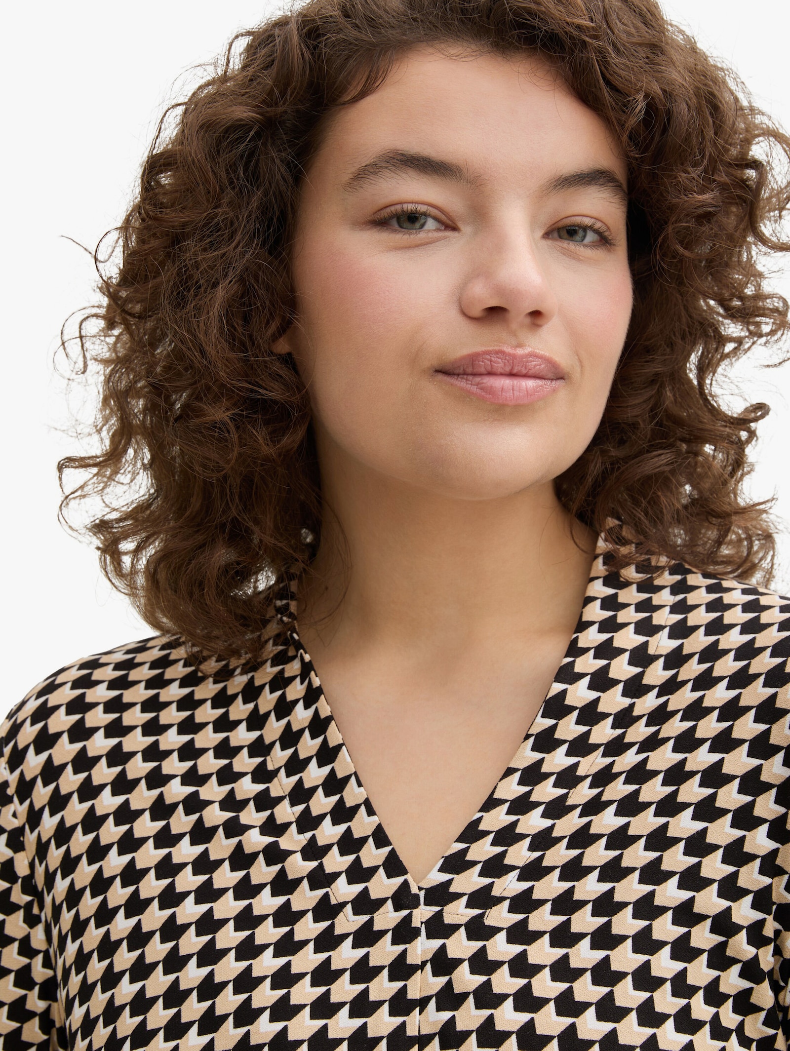 Langarmshirt - beige geometric minimal