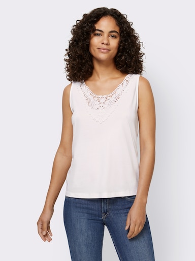 heine Shirttop mit Spitzen-Applikation - ecru