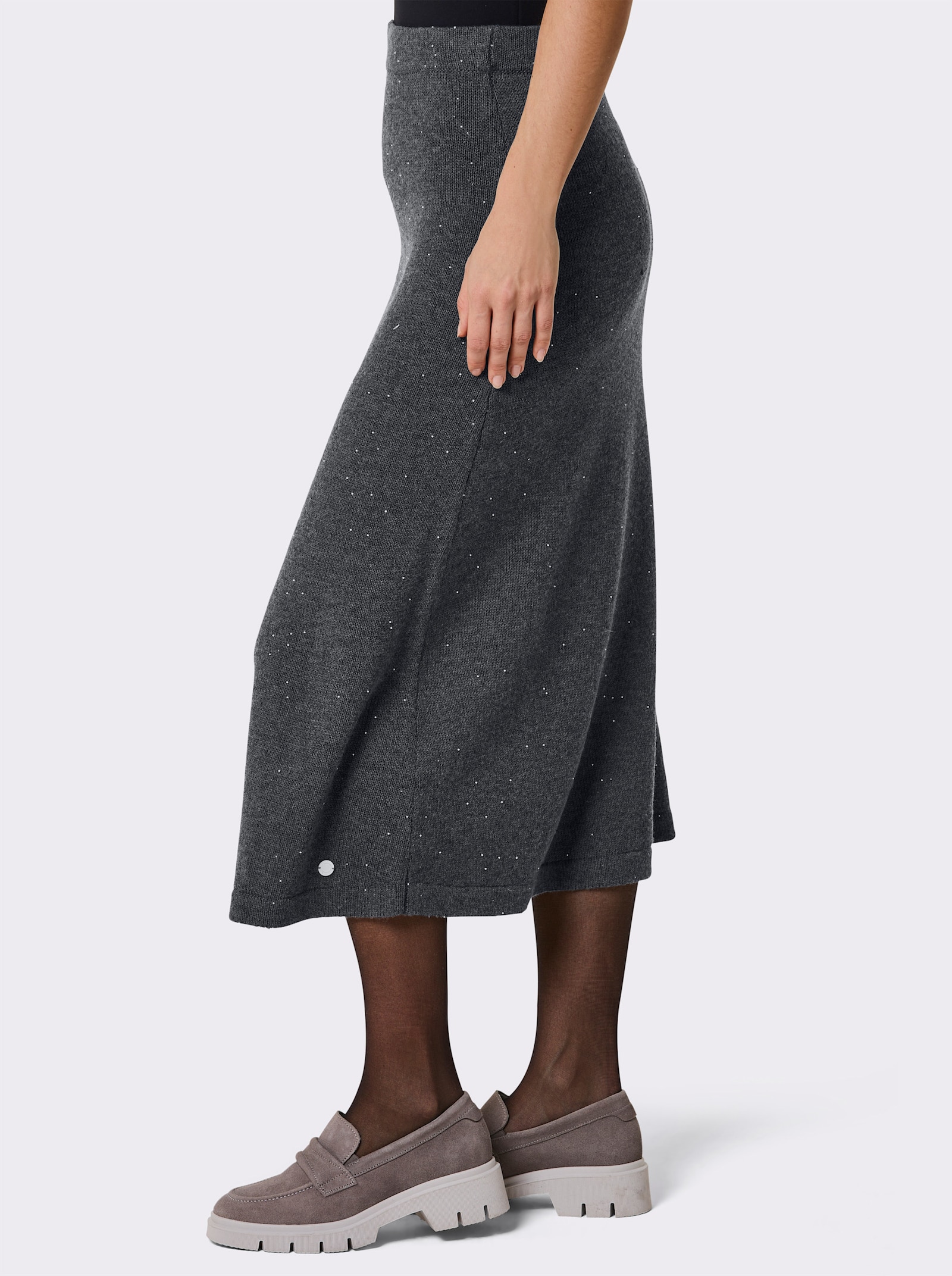 CREATION L PREMIUM Strickrock mit Wolle und Kaschmir - anthrazit