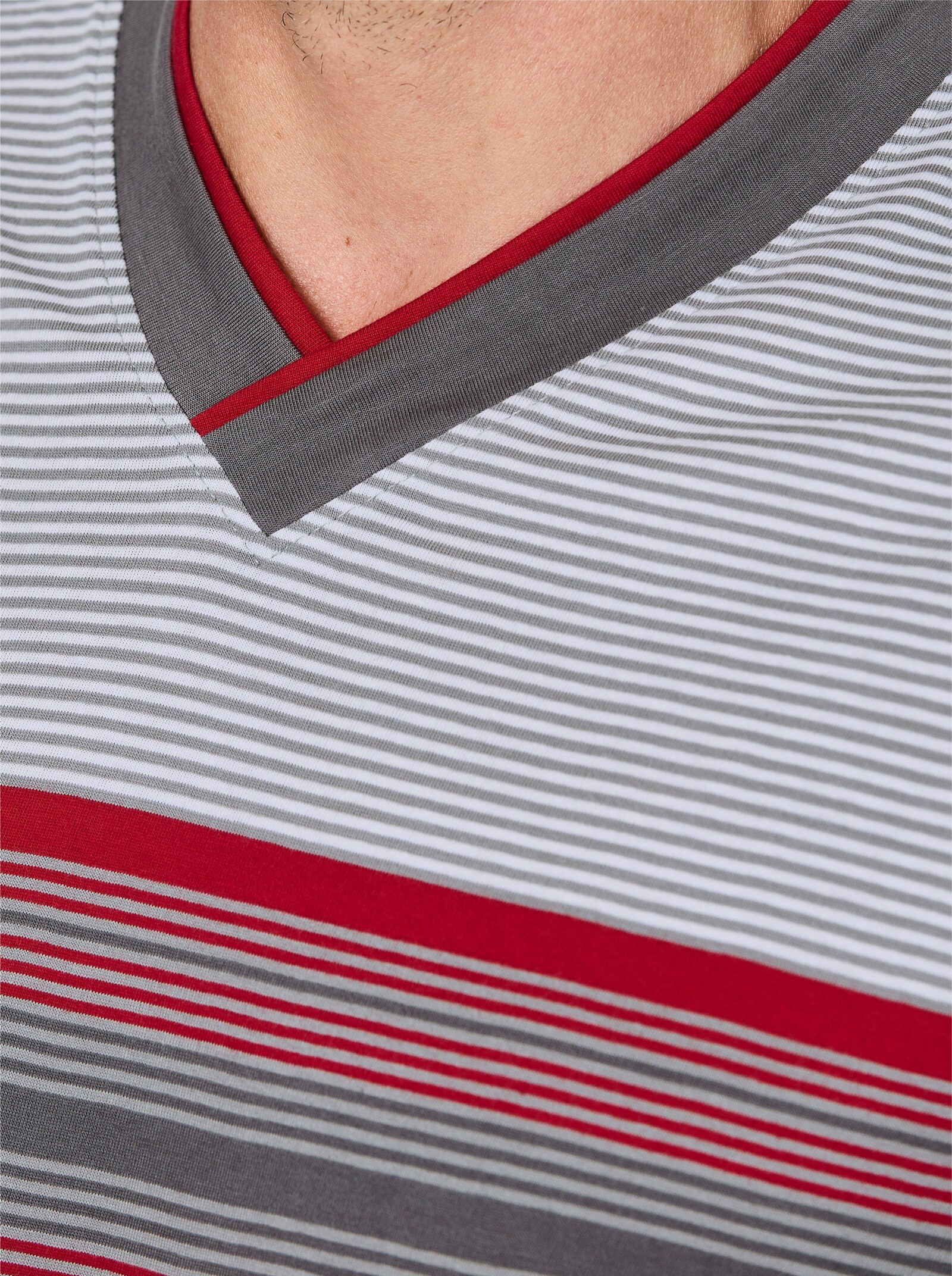 wäschepur men Shorty - anthrazit-kirsche-gestreift