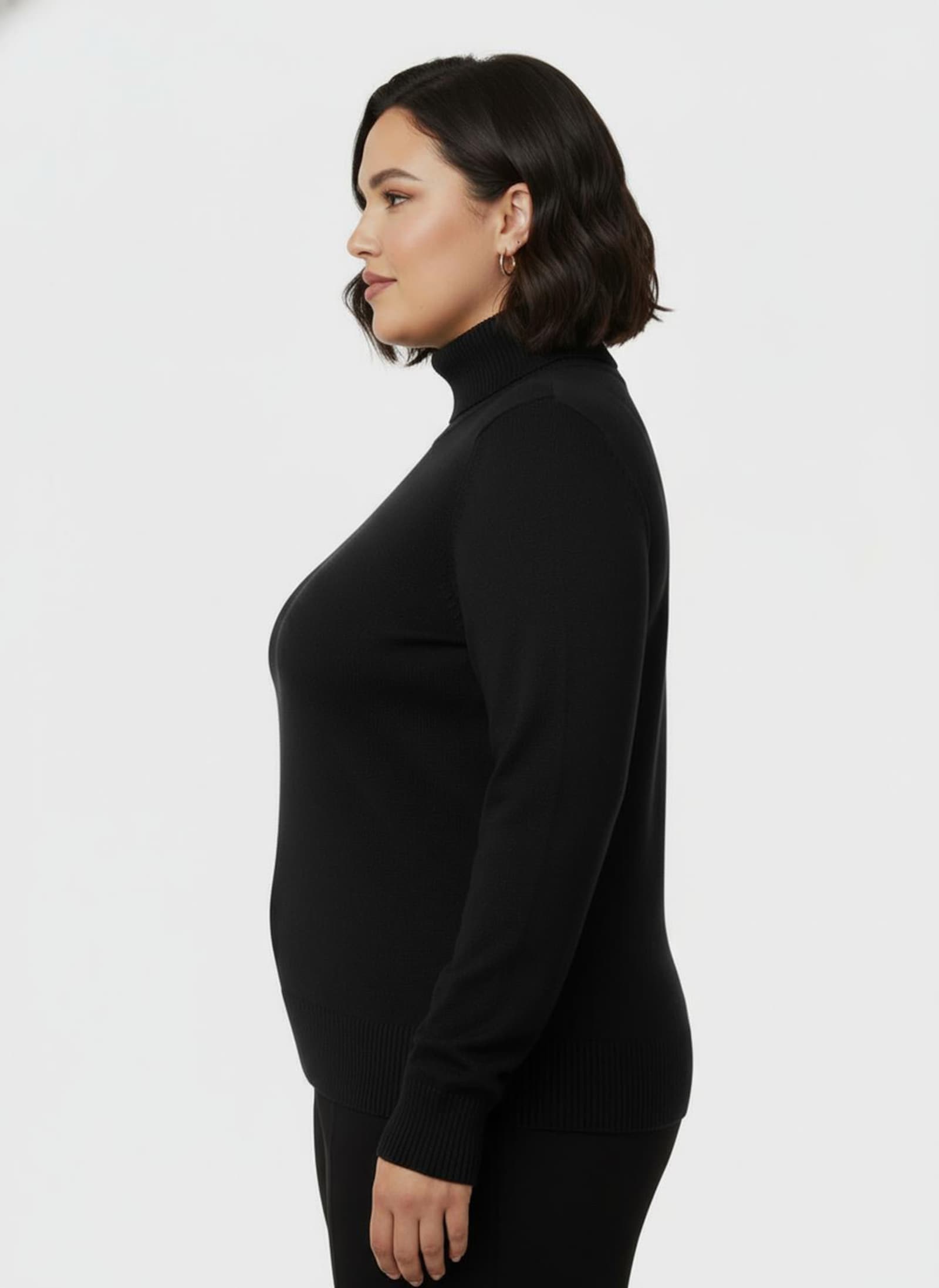 Rollkragenpullover aus Feinstrick - schwarz